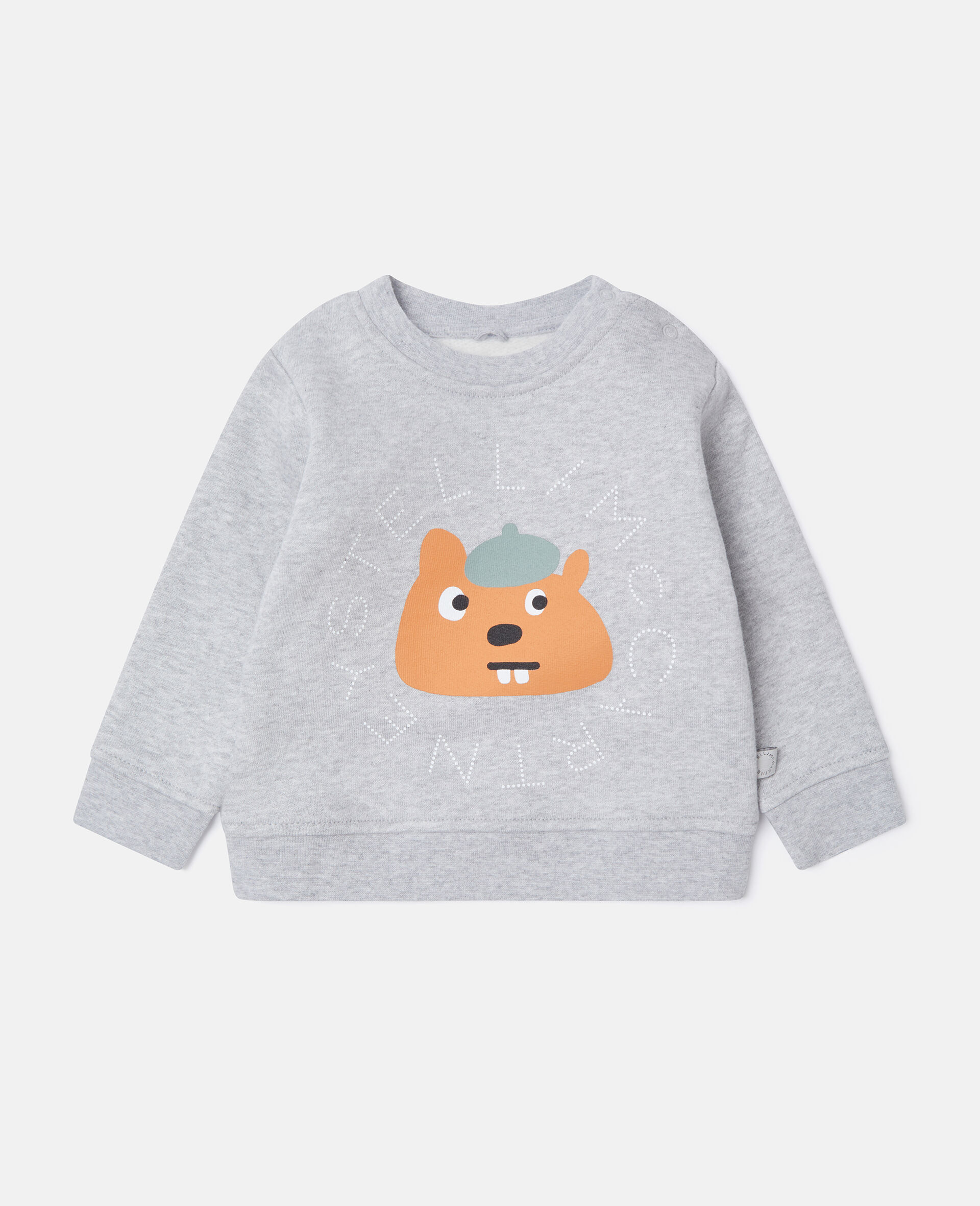 Squirrel Graphic Crewneck Sweatshirt-Grey-medium