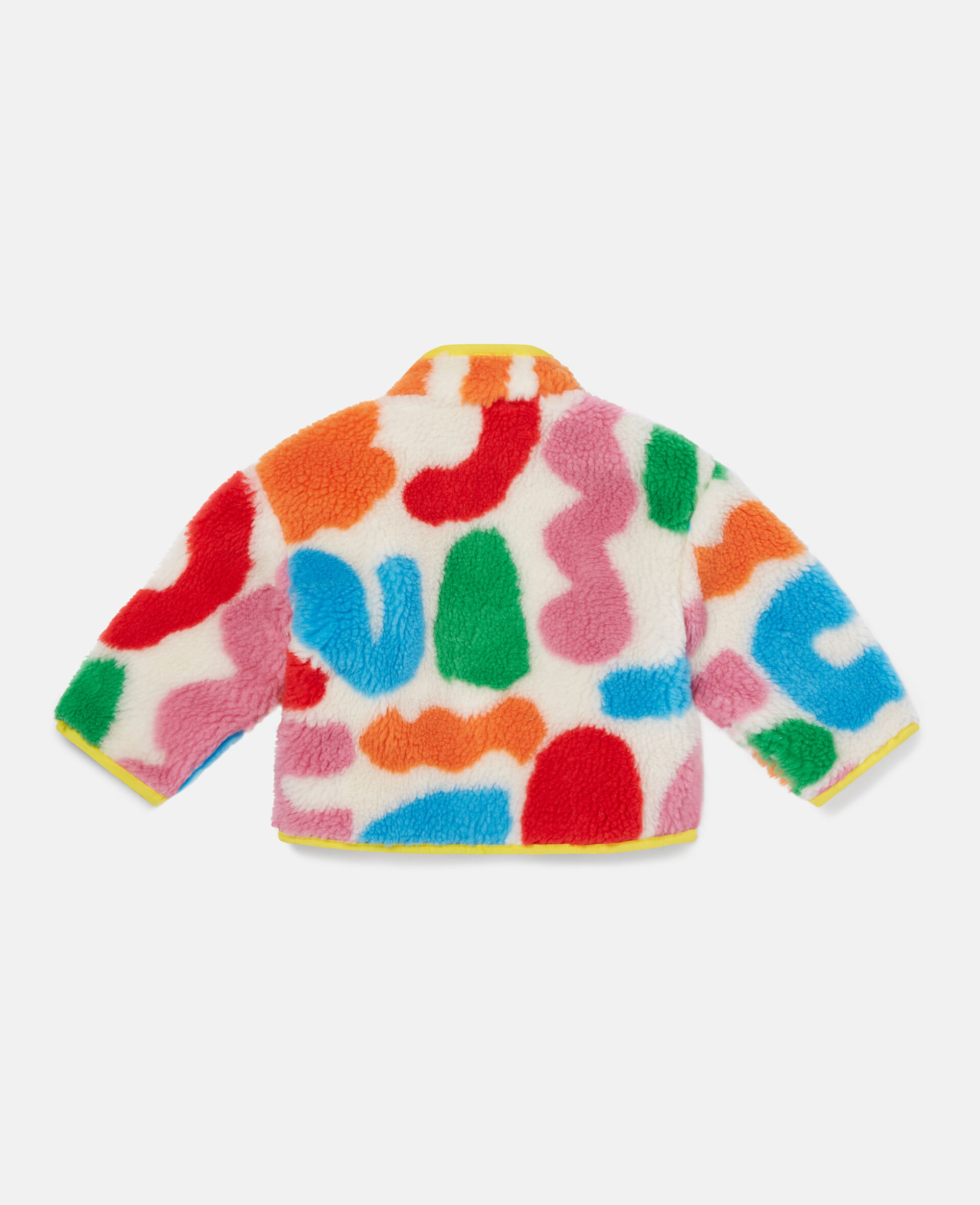 Teddy Fleece Shape Print Jacket-White-large image number 3