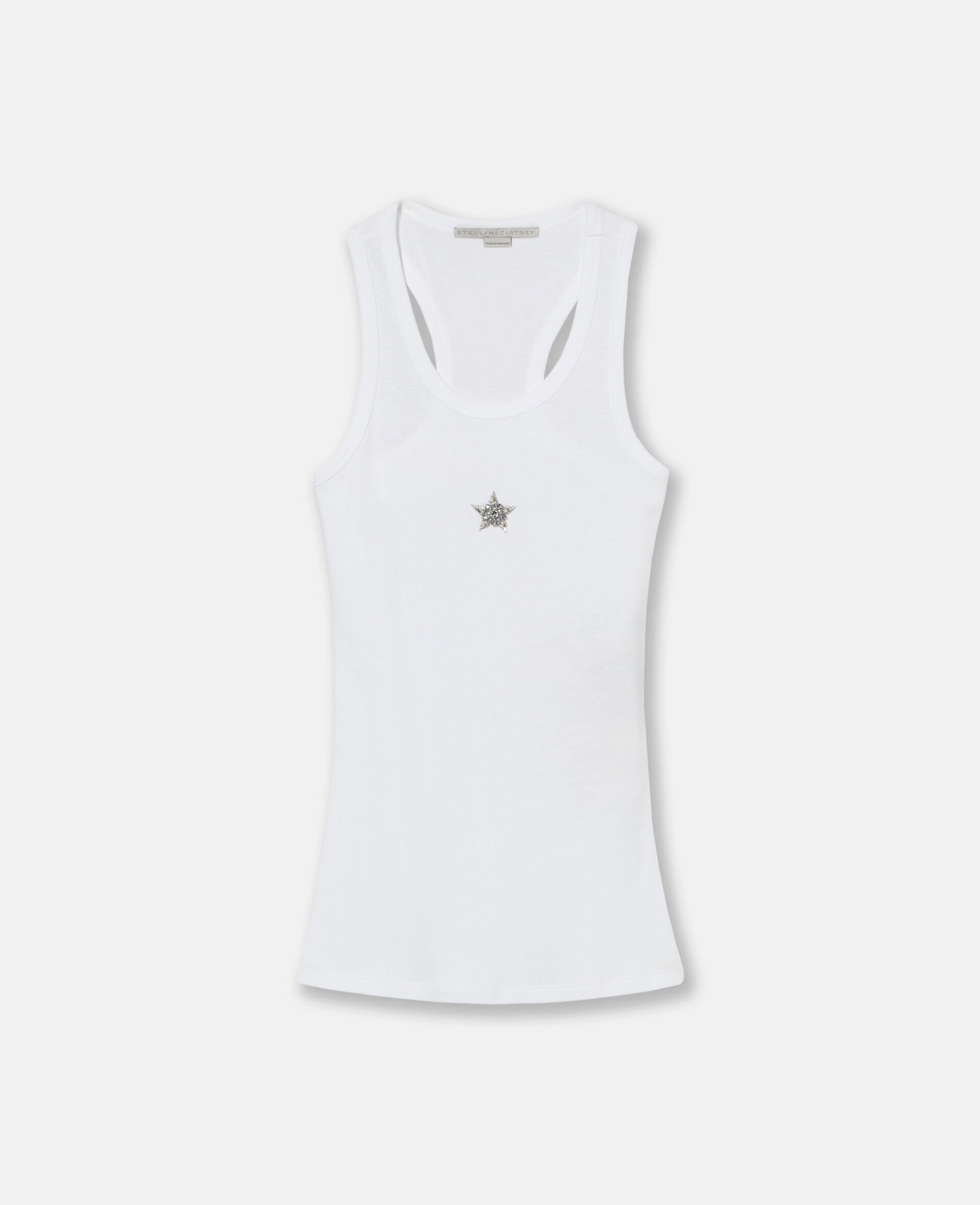 Crystal-Embroidered Racerback Tank Top-White-large image number 0