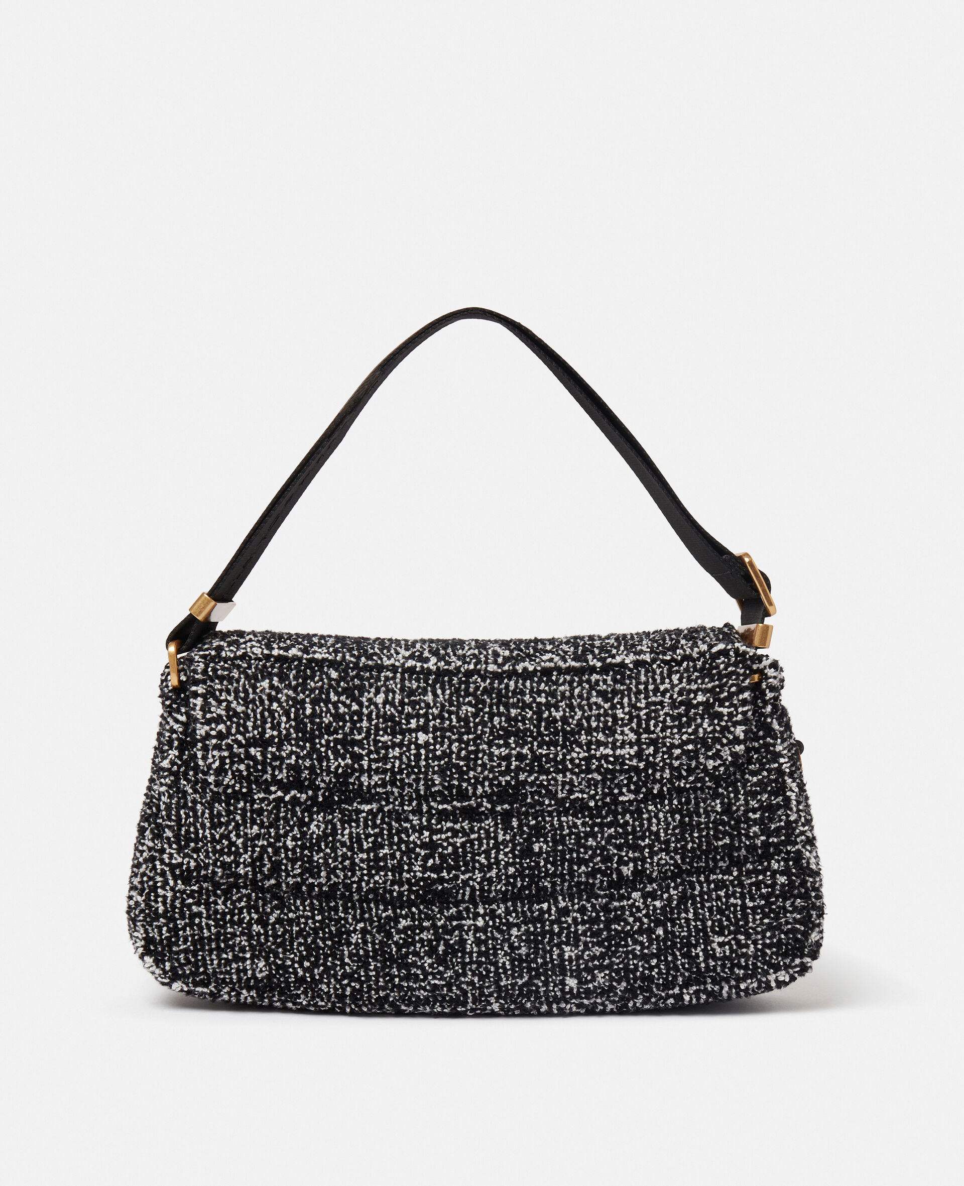S-Wave Padded Tweed Shoulder Bag-Black-large image number 4