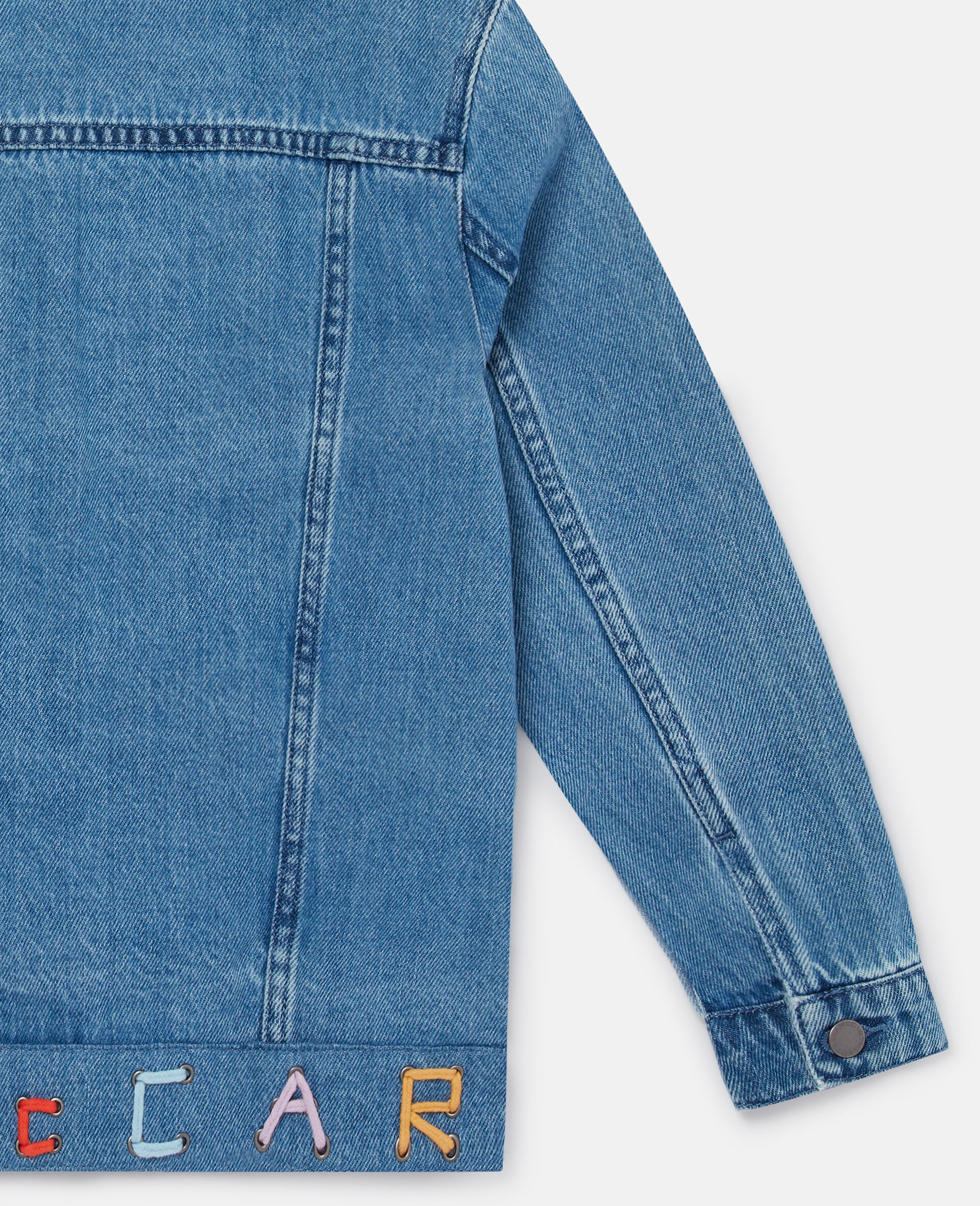 Moniker Embroidered Denim Jacket-Blue-large image number 3