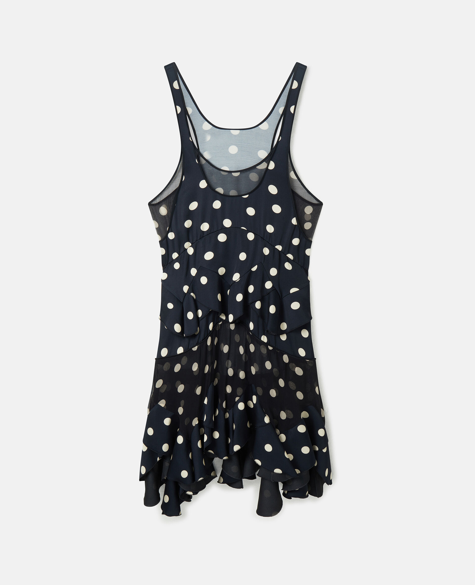 Tiered Ruffled Polka Dot Midi Dress-Black-large image number 0