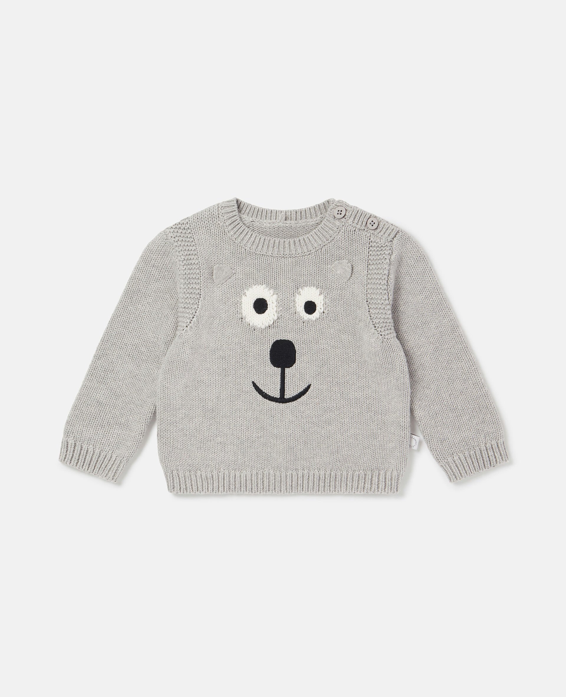 Bear Motif Jumper-Gris-large image number 0
