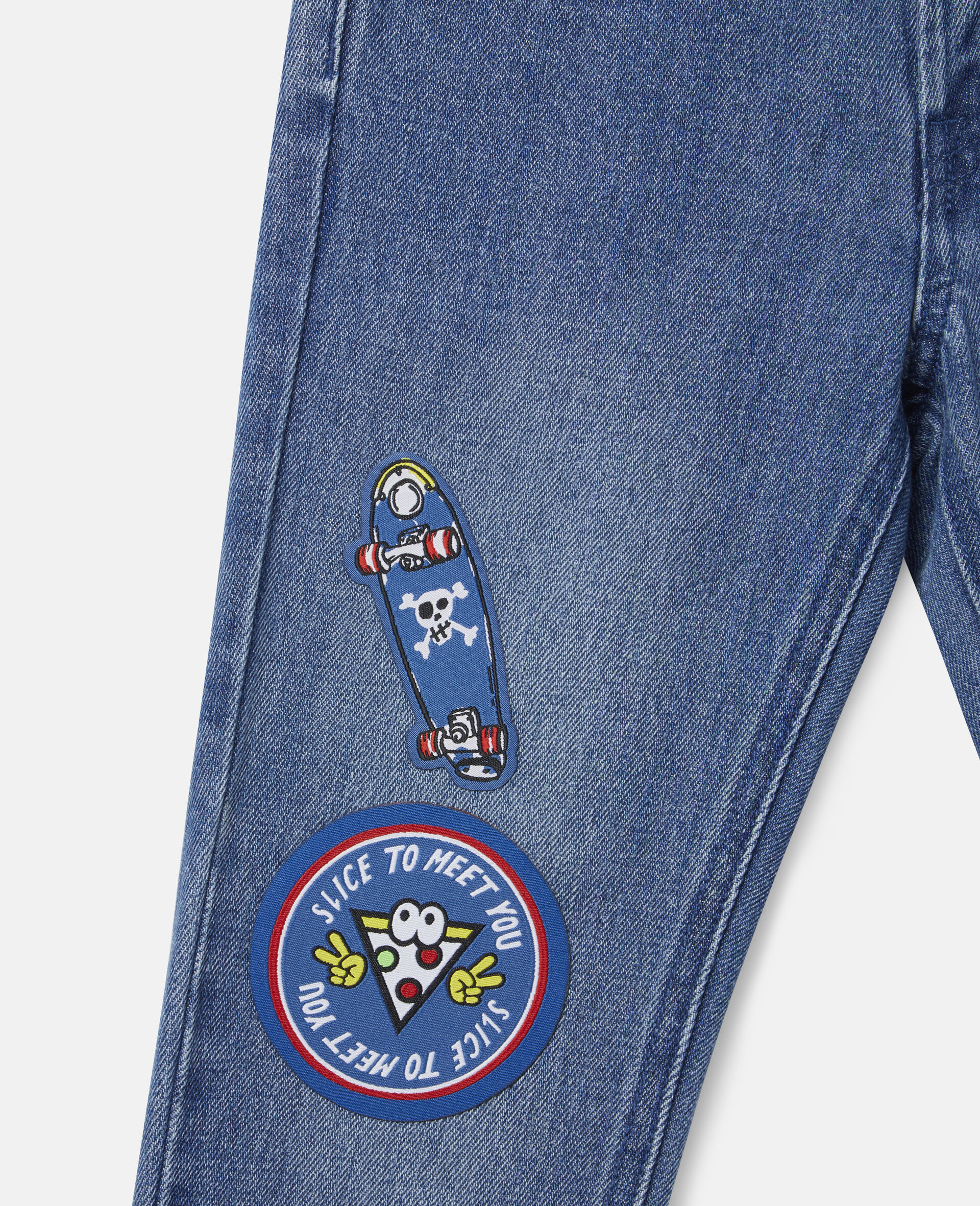 Skater Badges Denim Trousers-Blue-large image number 1