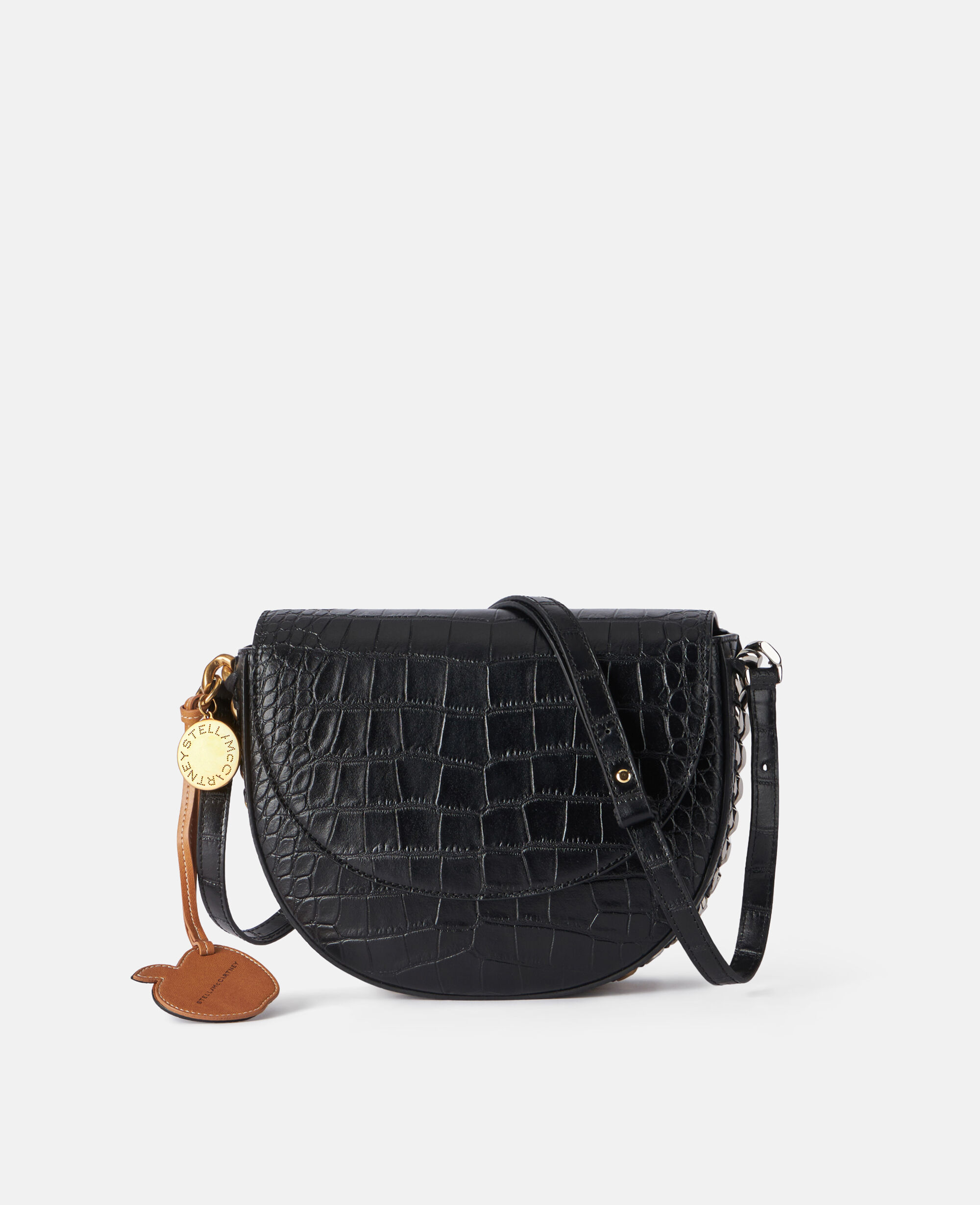 STELLA MCCARTNEY フリチエフェクトテニムシャンフスツ Women Burgundy Frayme Croc-Effect Embossed Medium Flap