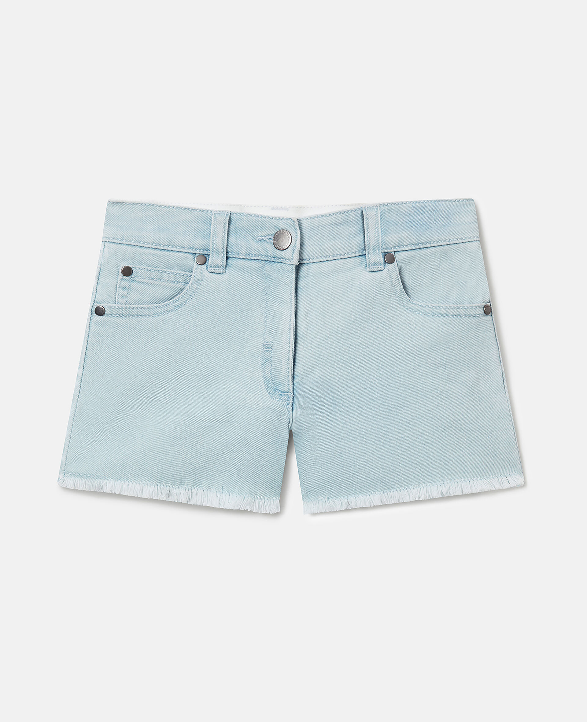 Straight-Leg Denim Shorts-Blue-medium