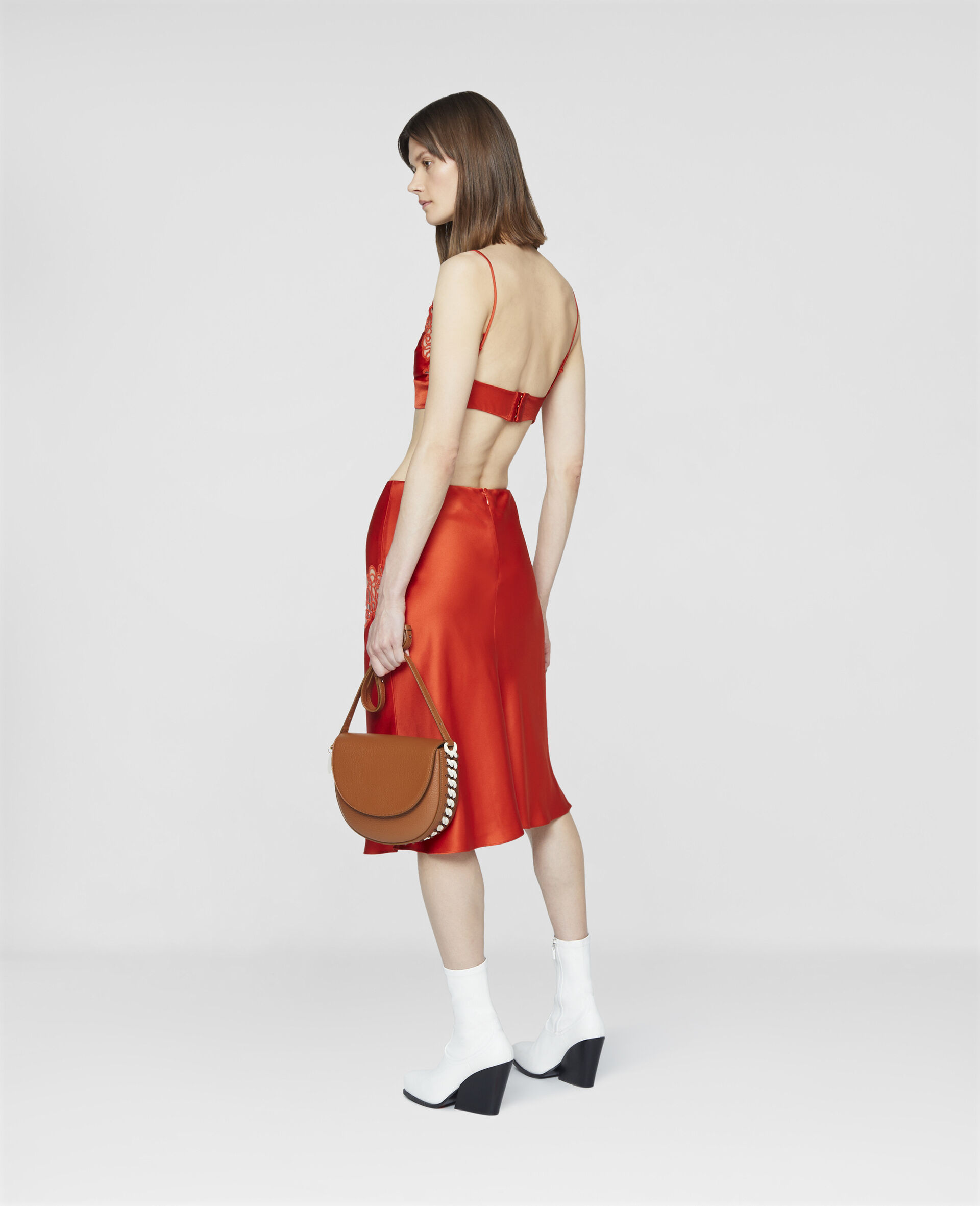 Satin Slip Skirt-Red-large image number 2
