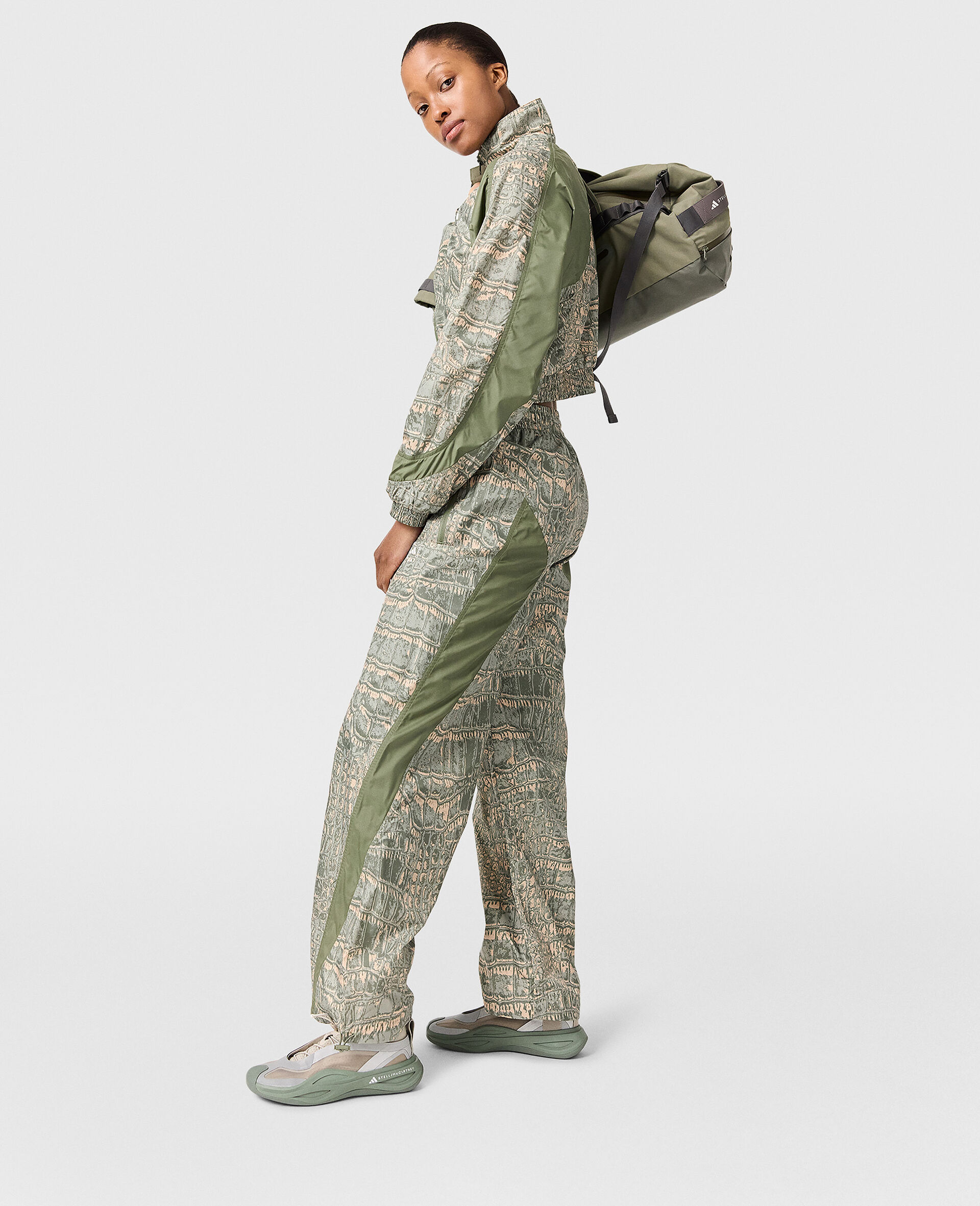 Pantalon de survetement tisse avec logo imprime-Beige-large image number 2