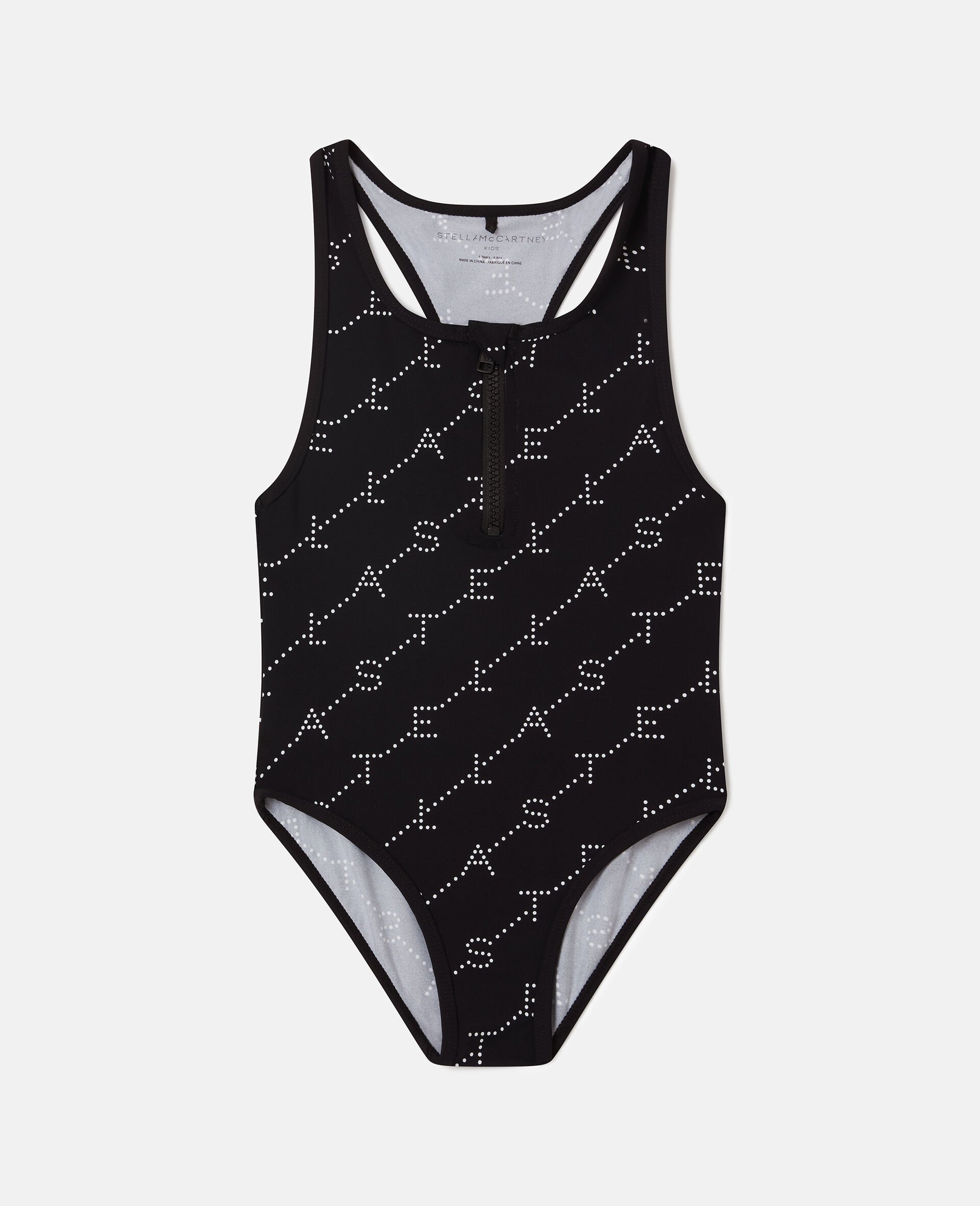 Logo Print Swimsuit-Black-medium