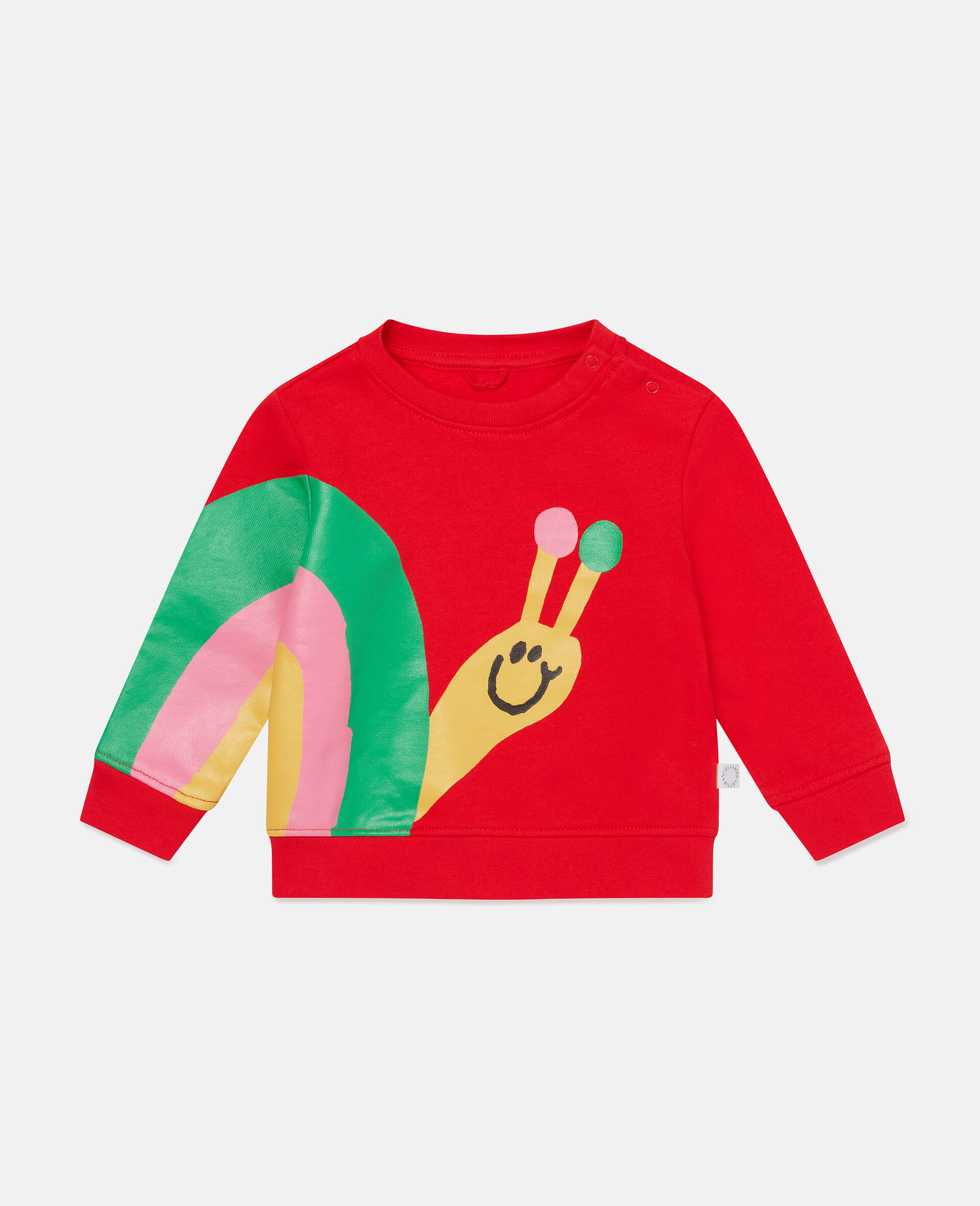 Cotton Fleece Snail Print Sweatshirt-Red-large image number 0