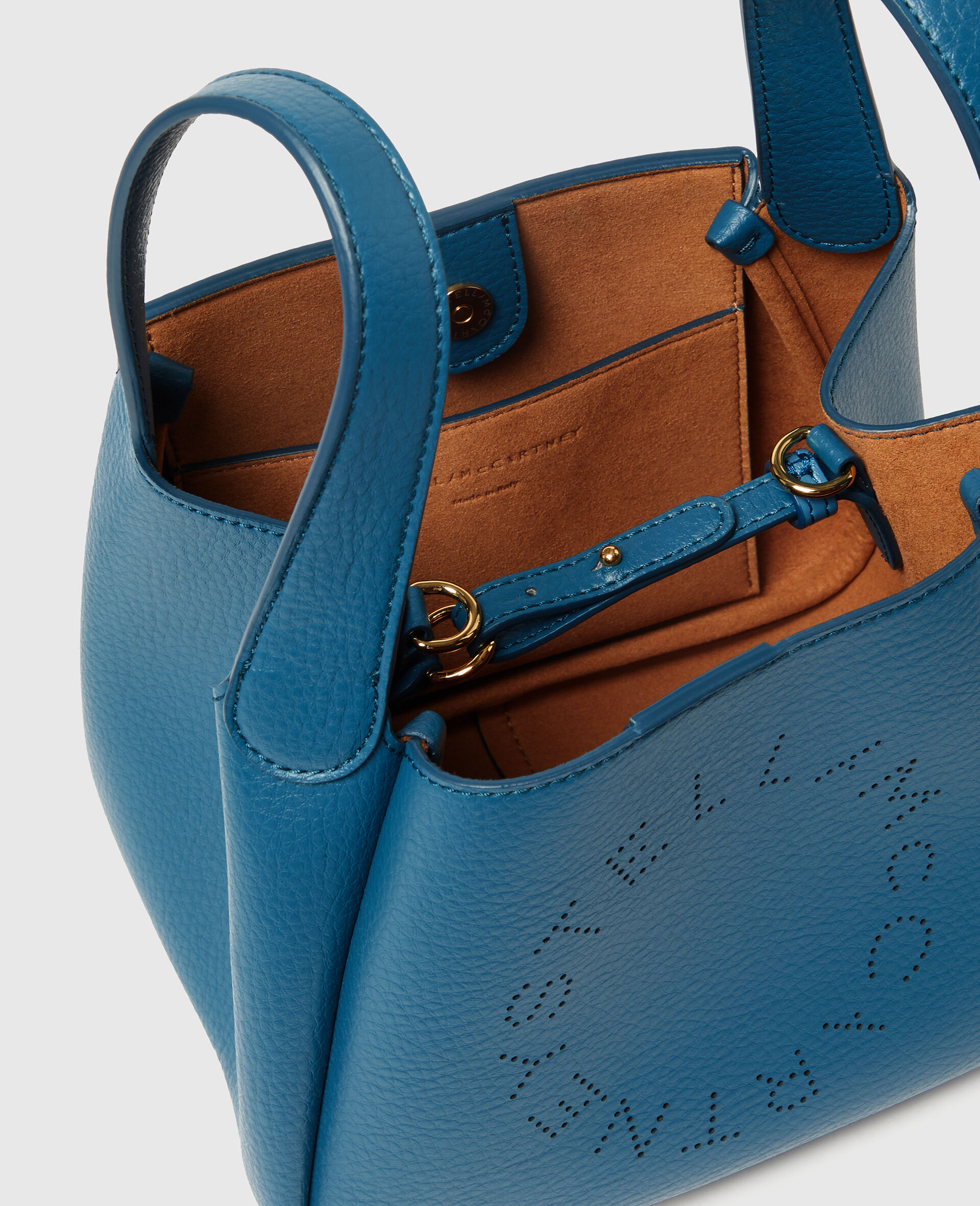 Borsa a Tracolla con Doppio Manico Superiore e Logo-Blu-large image number 3