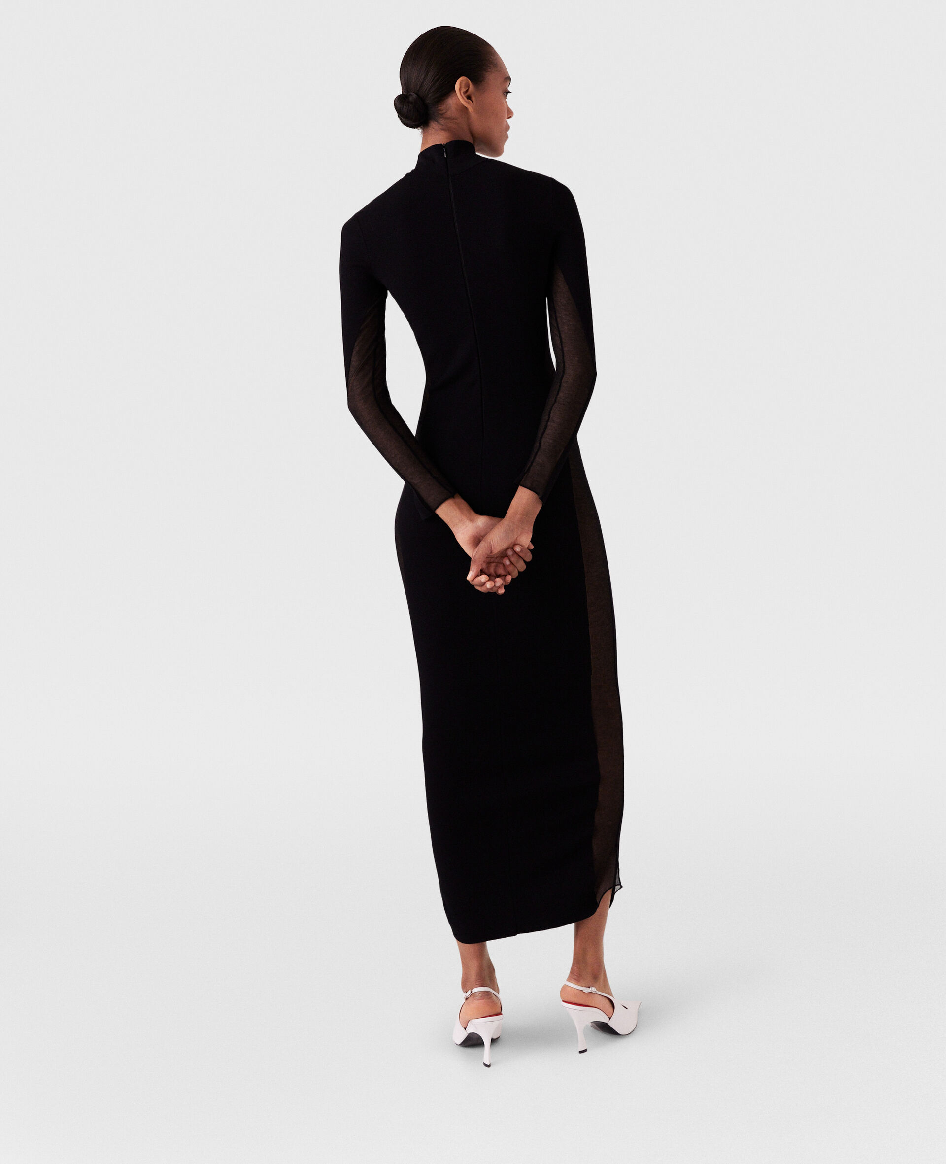 Miracle Long-Sleeve Compact-Knit Dress-Black-large image number 3