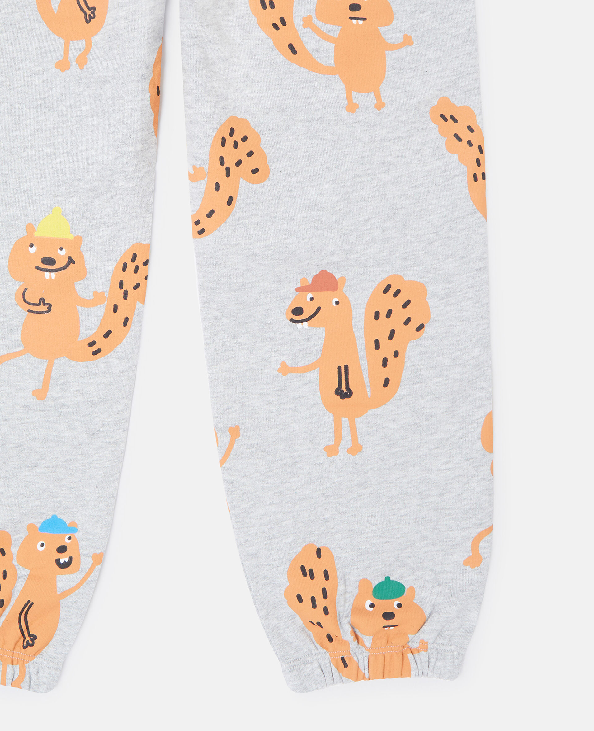 Squirrel Graphic Drawstring Joggers-Grey-large image number 3