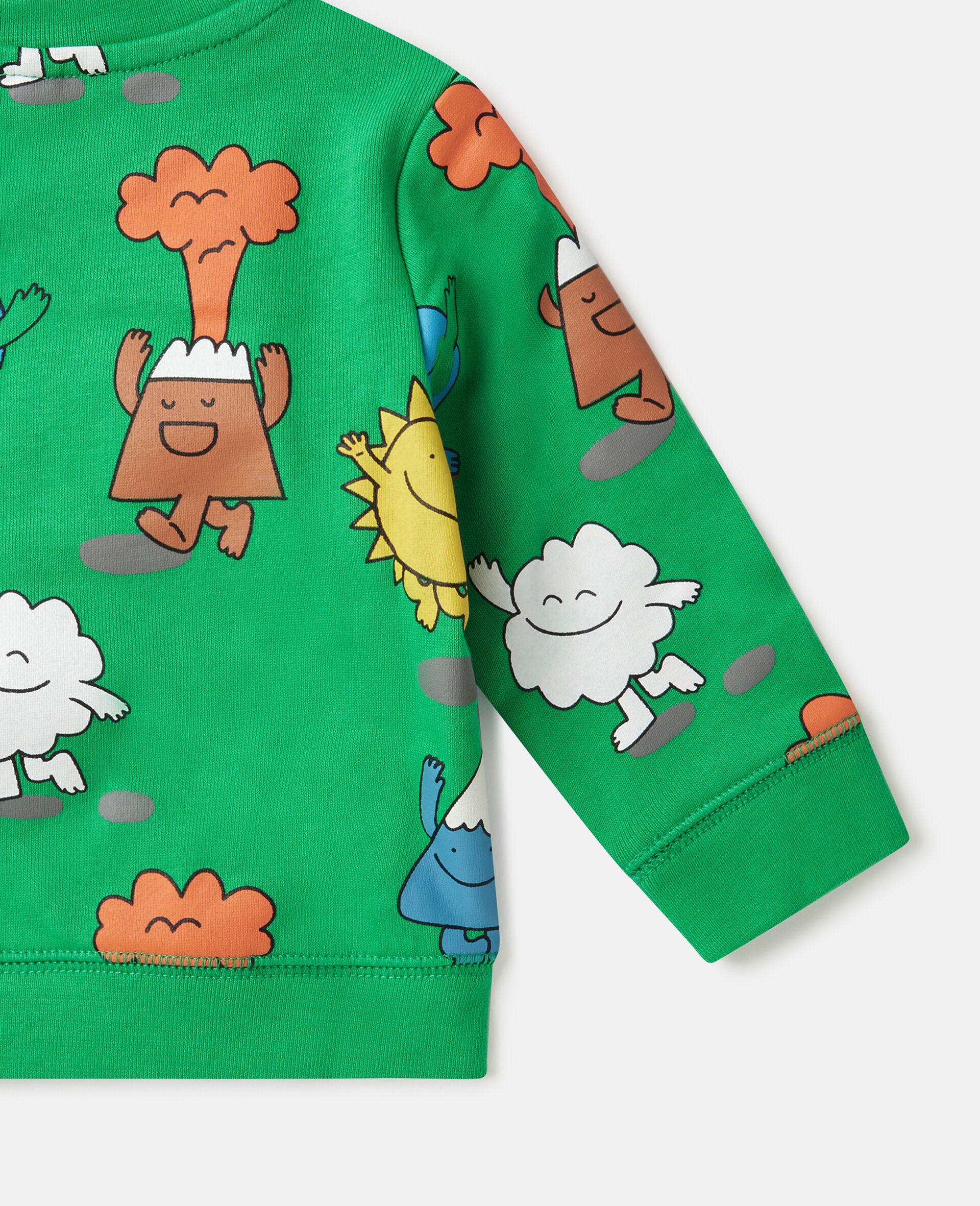 Earth Friends Print Crewneck Sweatshirt-Green-large Earth Friends Print Crewneck Sweatshirt-Green-large image number 3