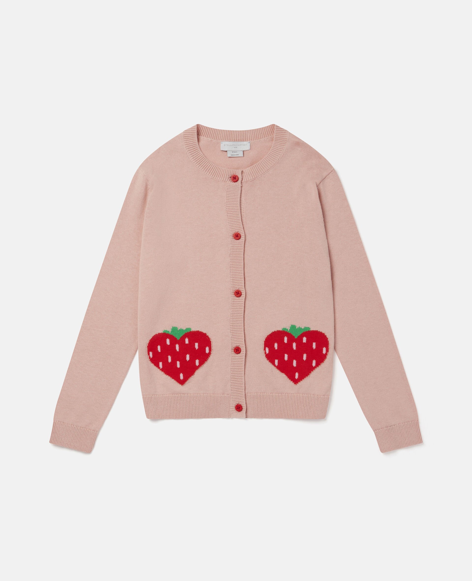 Strawberry Knit Cotton Cardigan-Pink-large image number 0