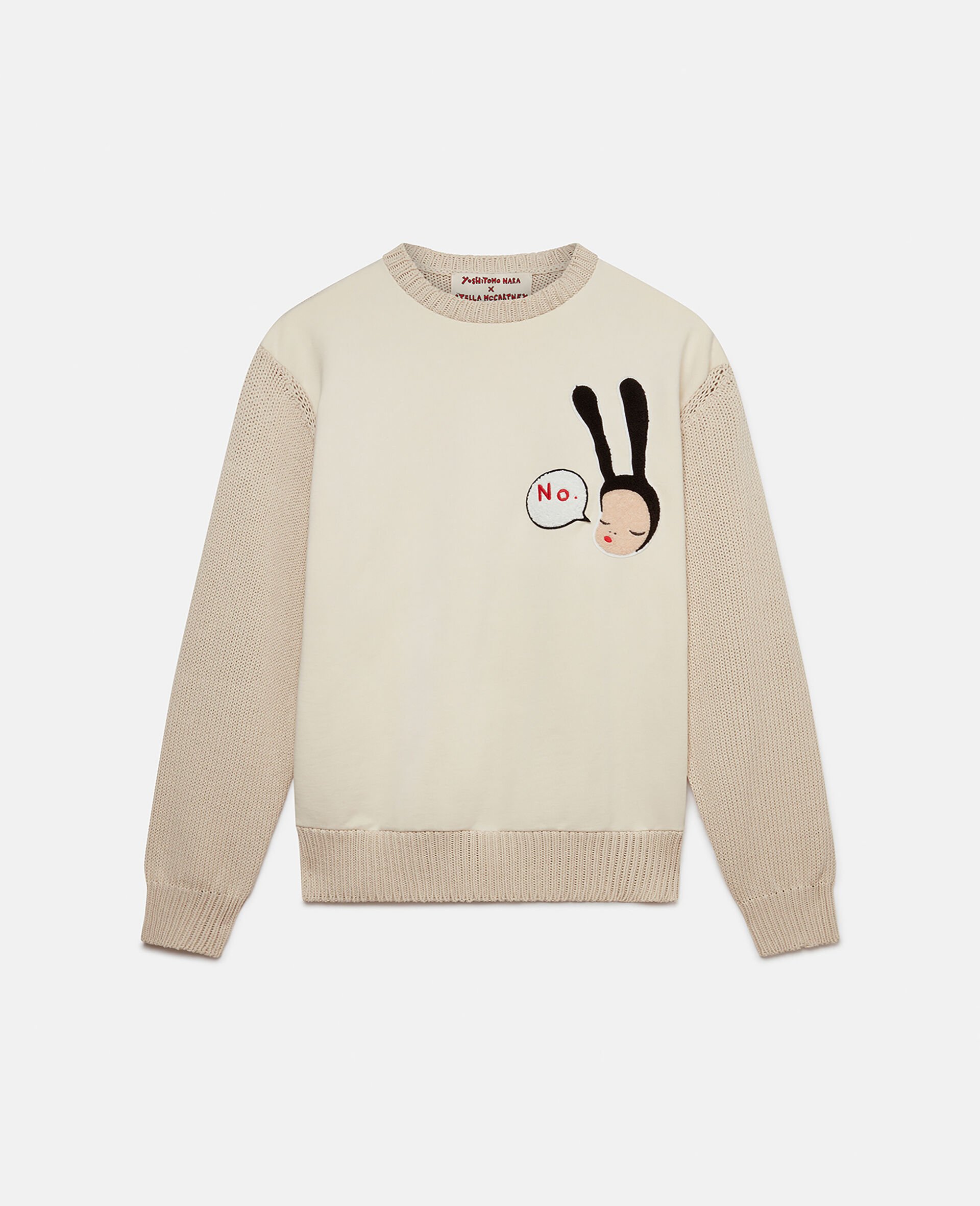 Little Black Bunny Embroidered Cotton Jumper-Beige-large image number 1