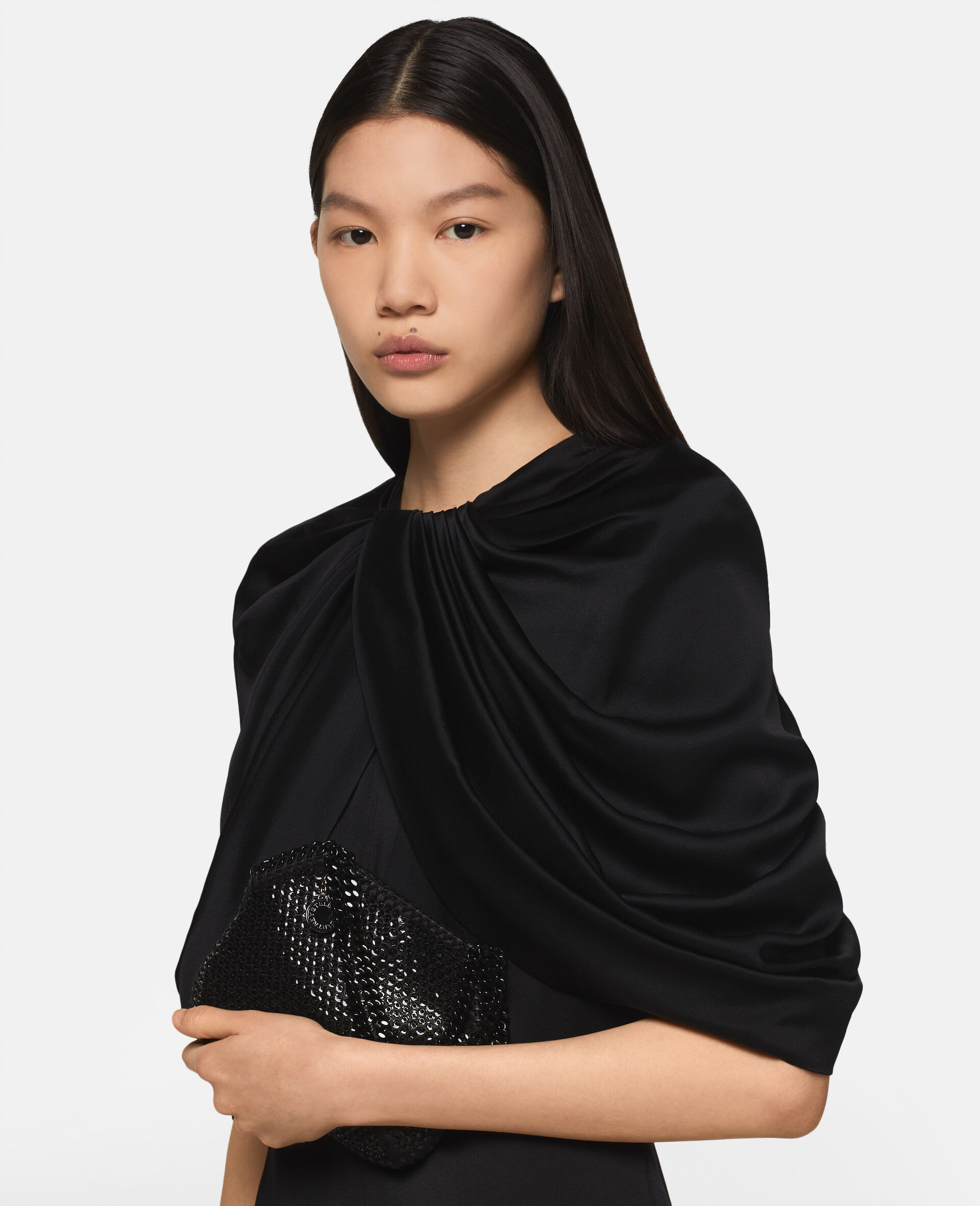 Falabella Sequin Tiny Tote Bag-Black-model