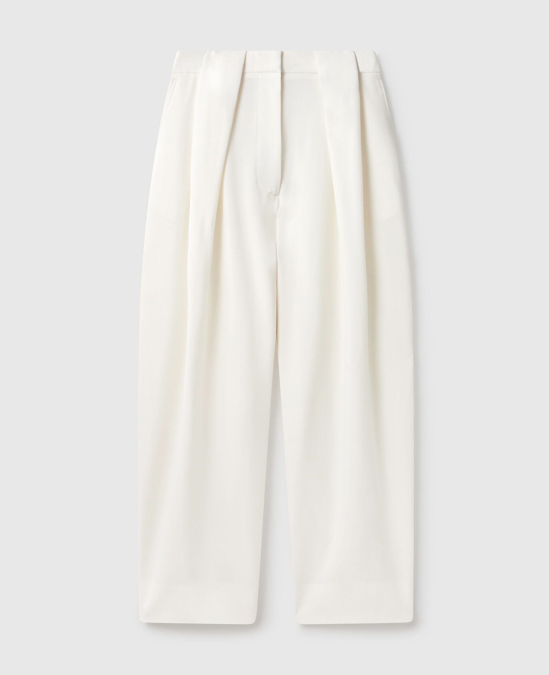 Slouchy Panelled Pleated Trousers-White-large image number 0