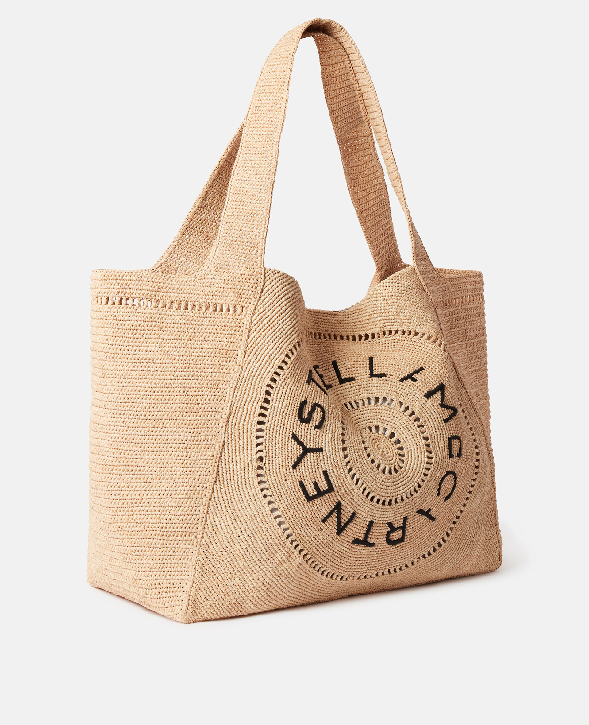 Logo Raffia Large Tote Bag-Beige-large image number 2