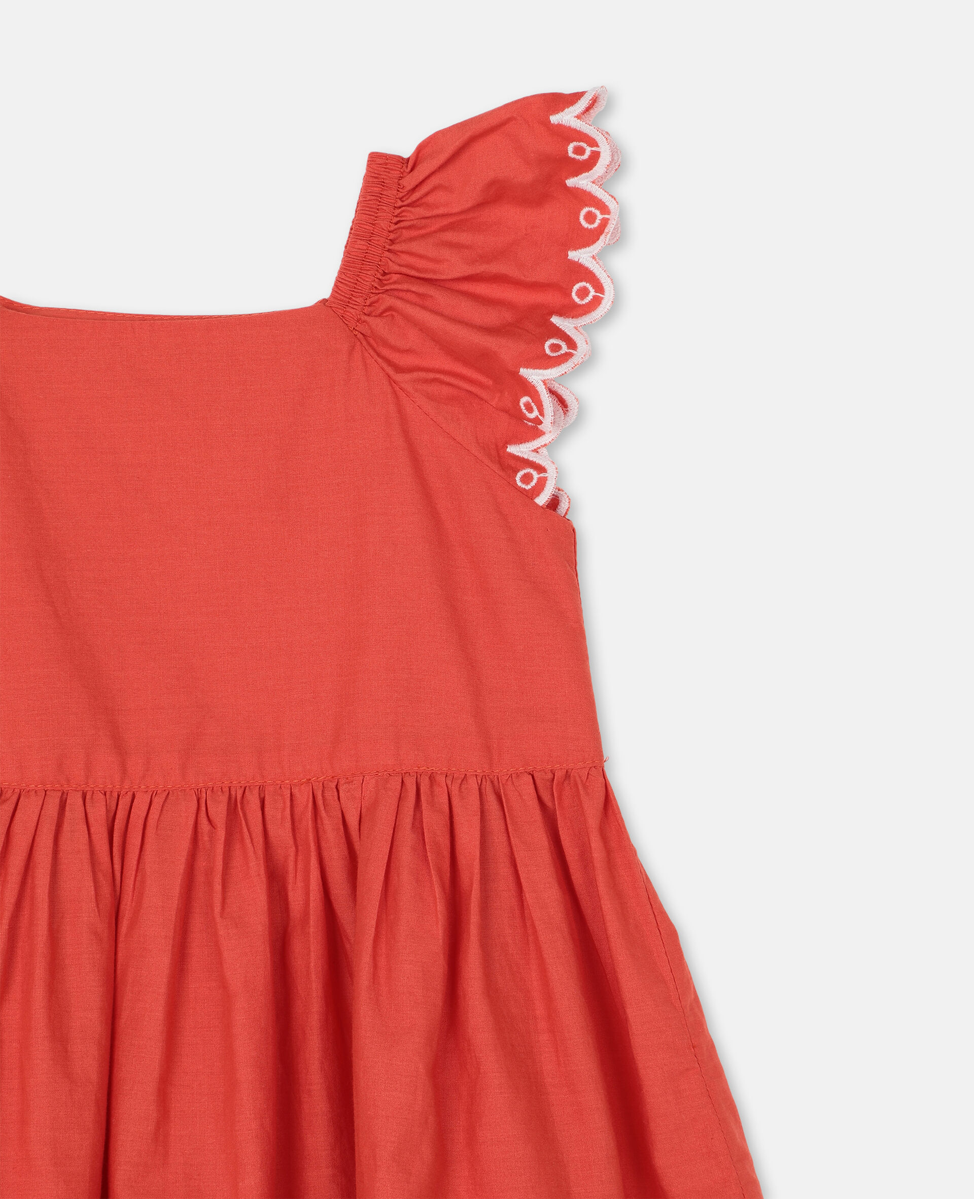Scalloped Cotton Dress-Red-large image number 1