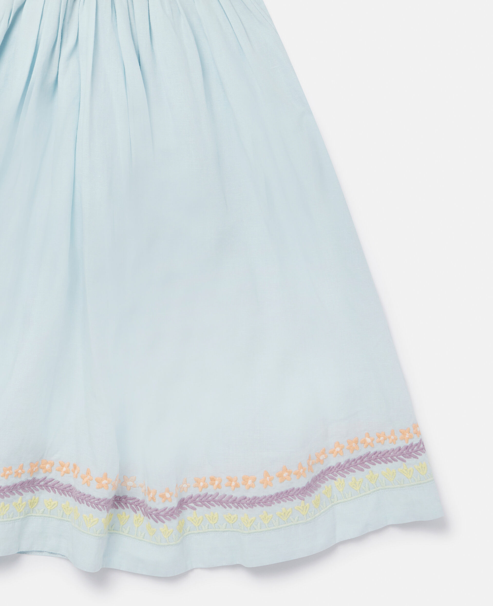 Flower Line Embroidery Dress-Blue-large image number 3