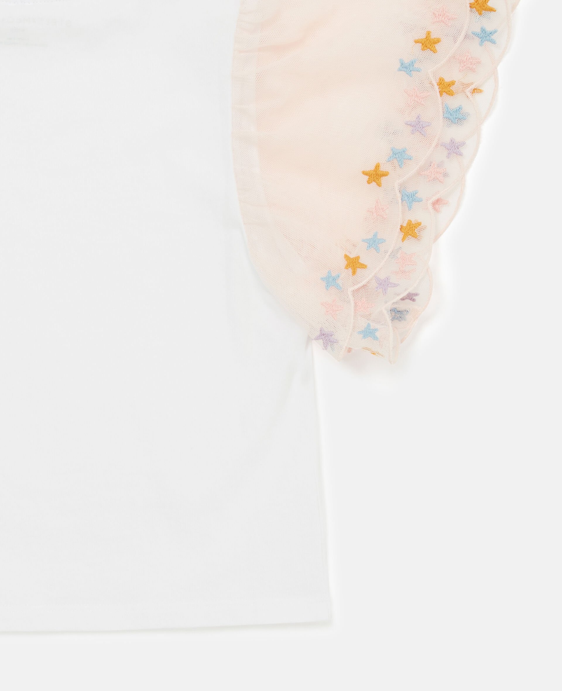 T shirt avec manches a bordures festonnees-Blanc-large image number 3