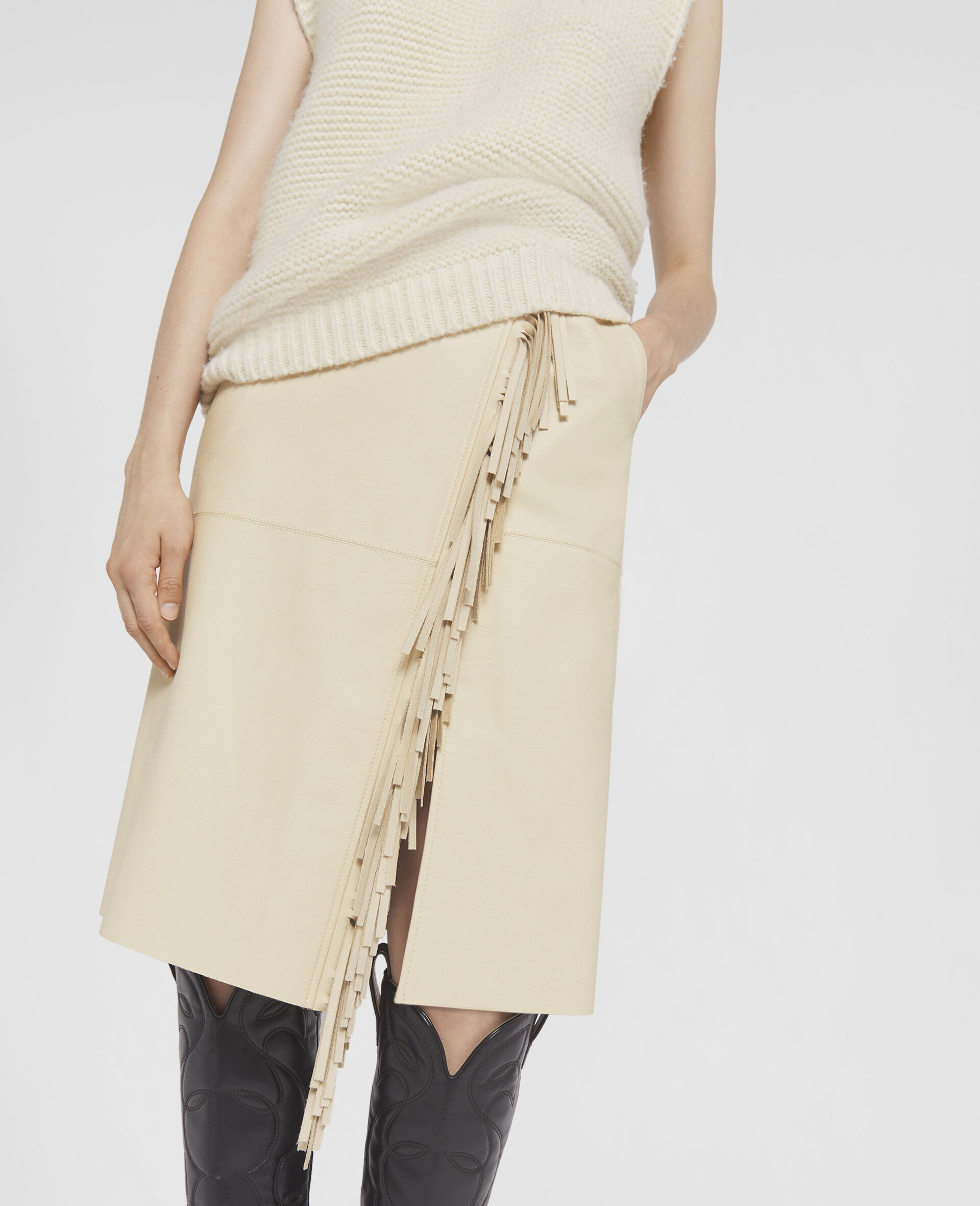 Fringed Alter Mat Skirt-White-large image number 3