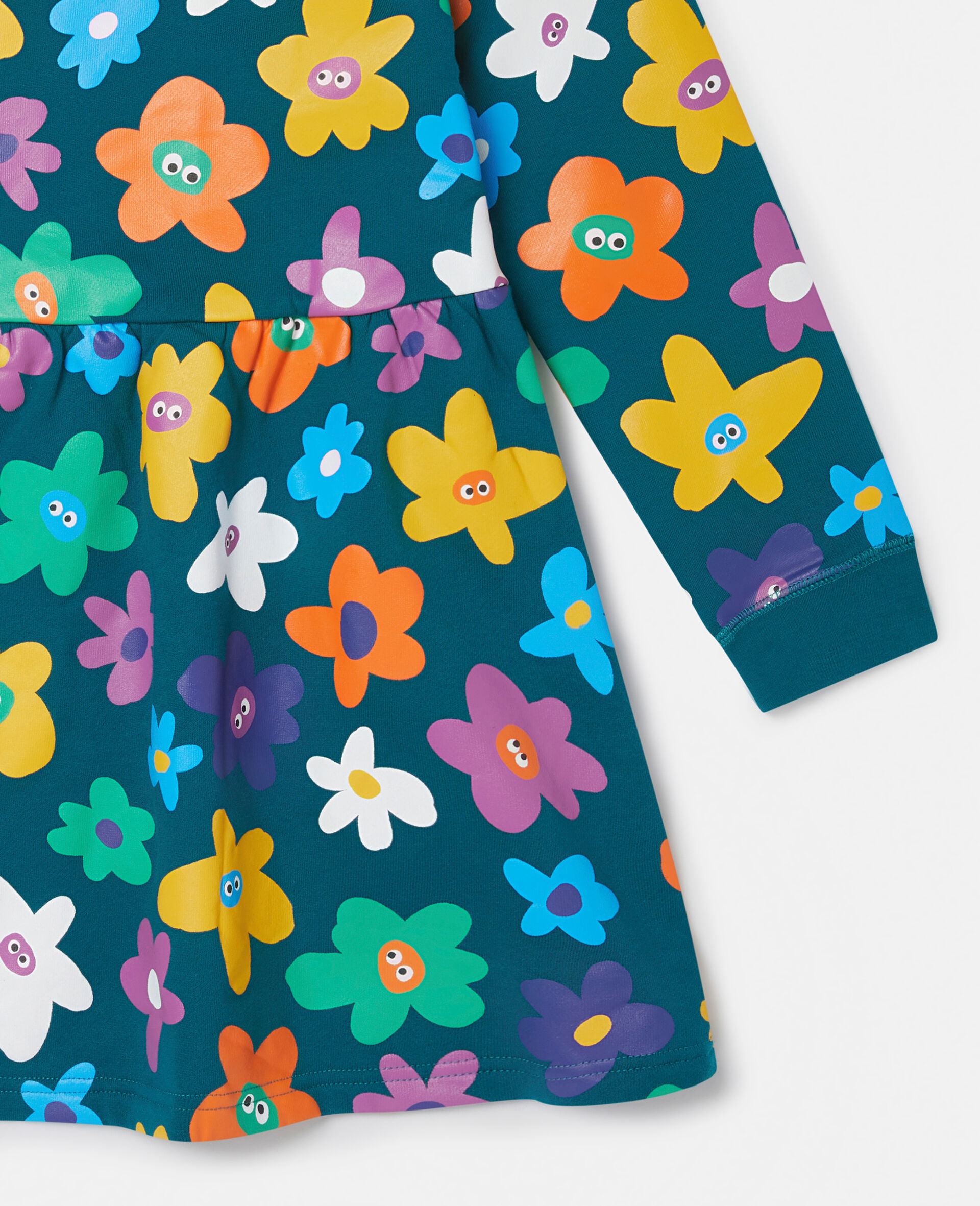 Smiling Flower Print Jersey Dress-Multicolour-large image number 3