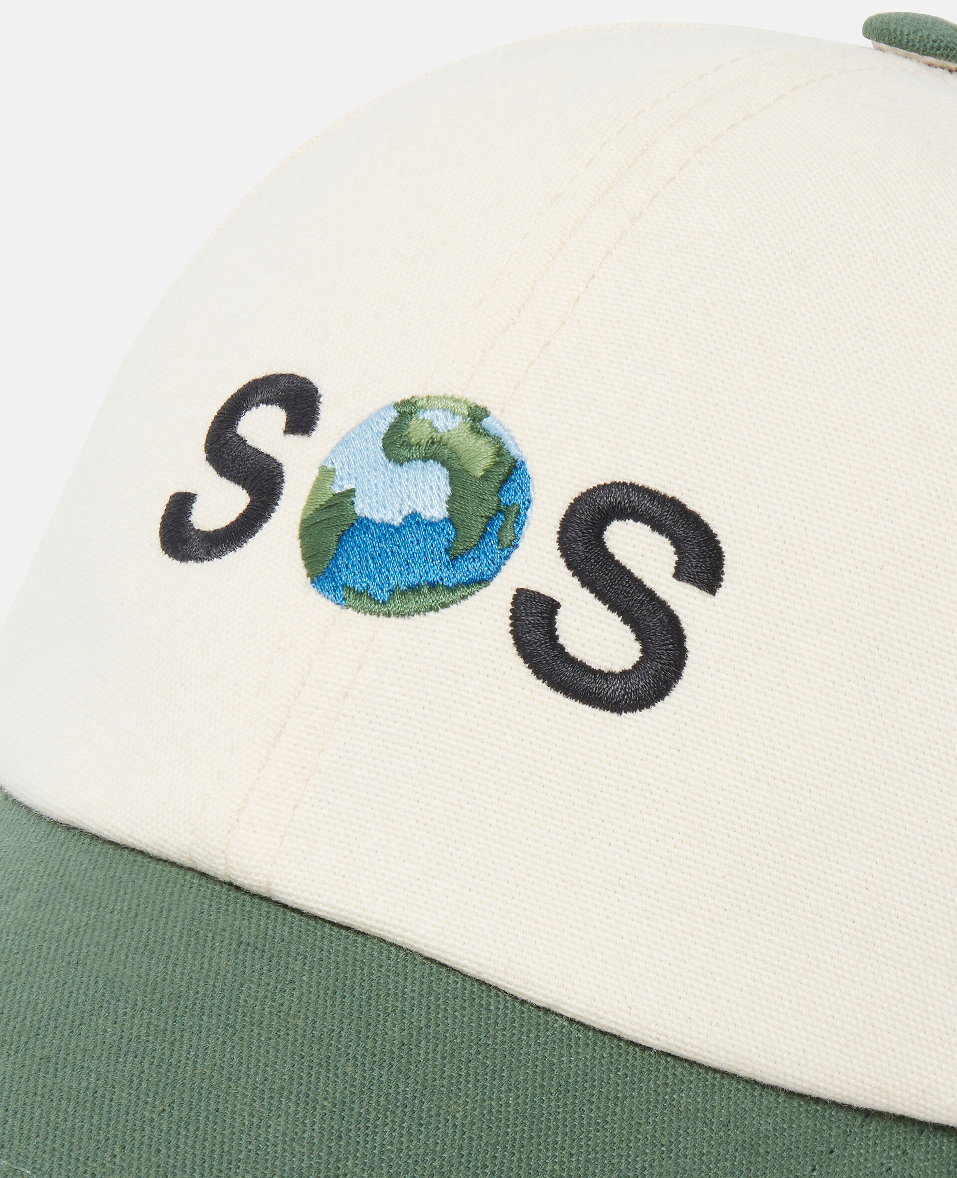 SOS Embroidered Baseball Cap-베이지-large image number 3