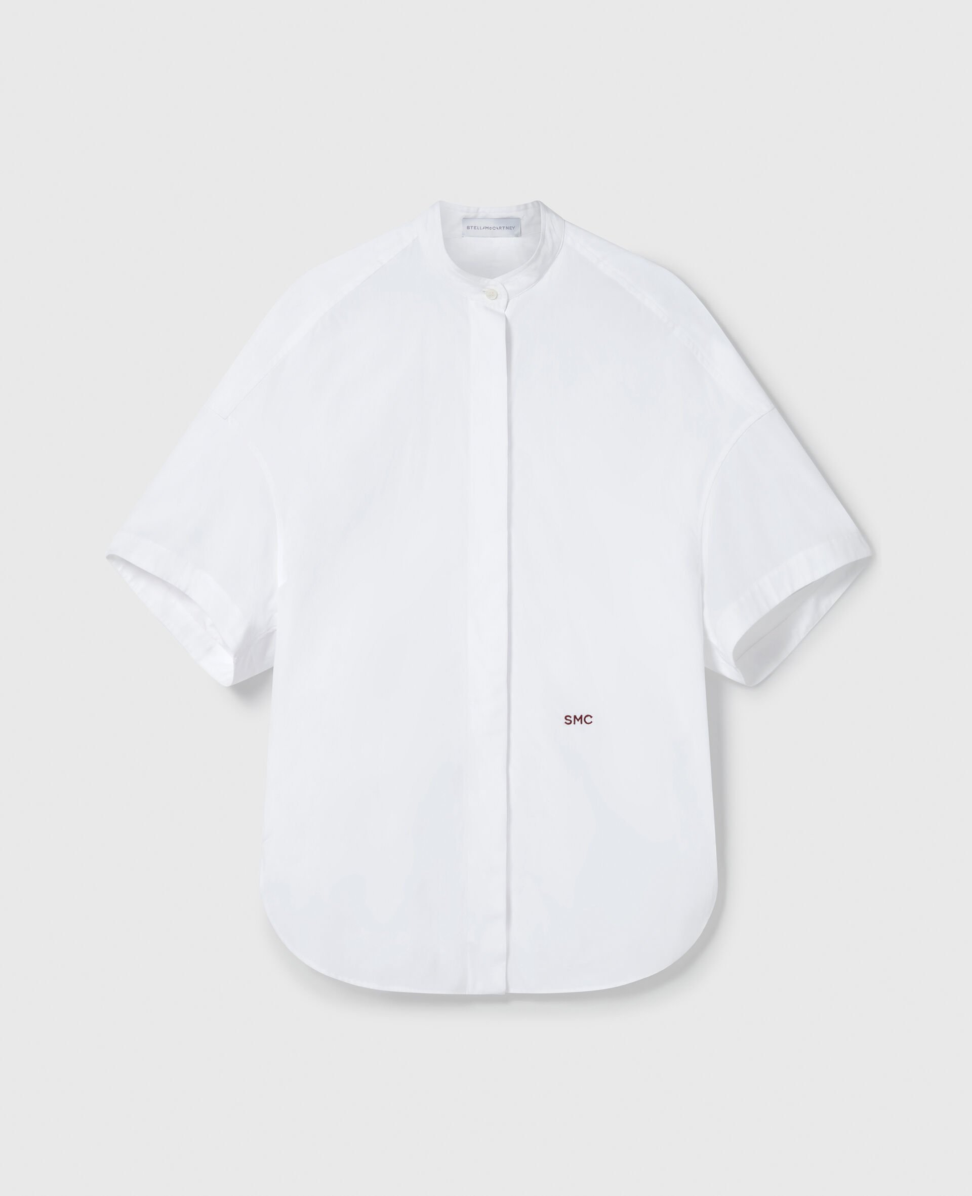 Short Sleeve Paneled Shirt-White-medium