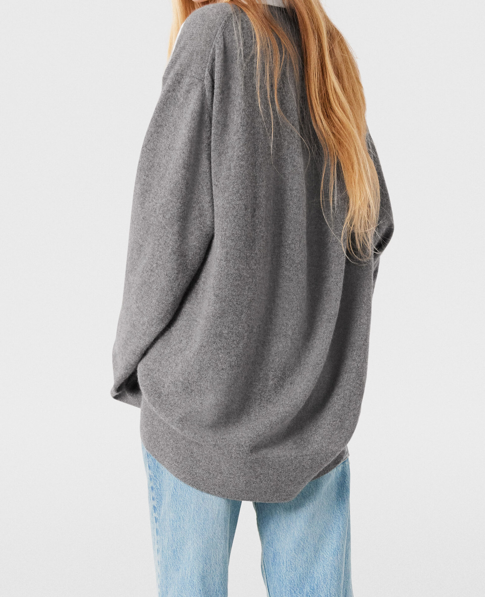 シャツディテール ロングスリーブセーター-グレー-large image number 4