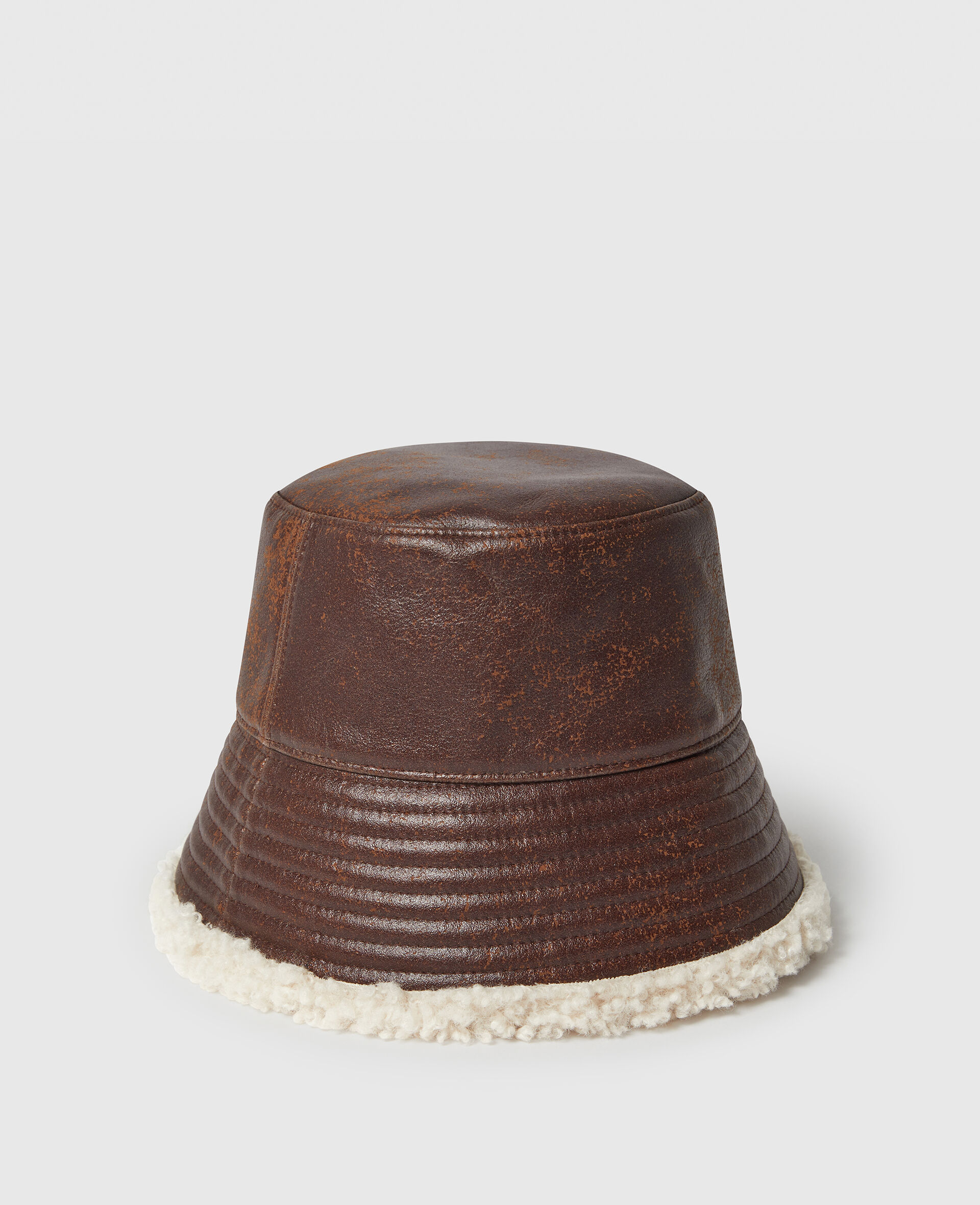 Fischerhut mit Logo mit Teddystoff-Futter-Brown-large image number 2