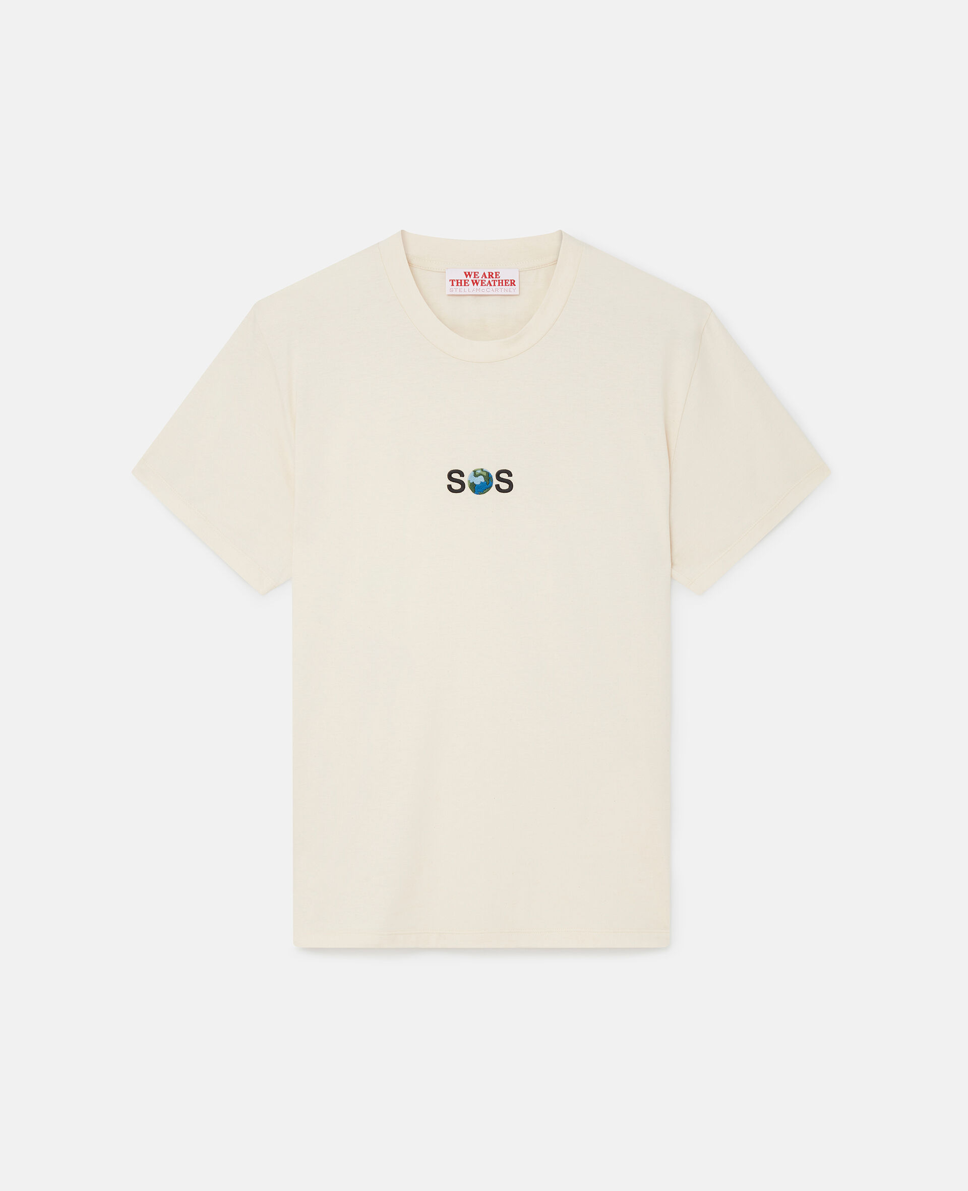 SOS Embroidered Short-Sleeve T-Shirt-Cream-medium