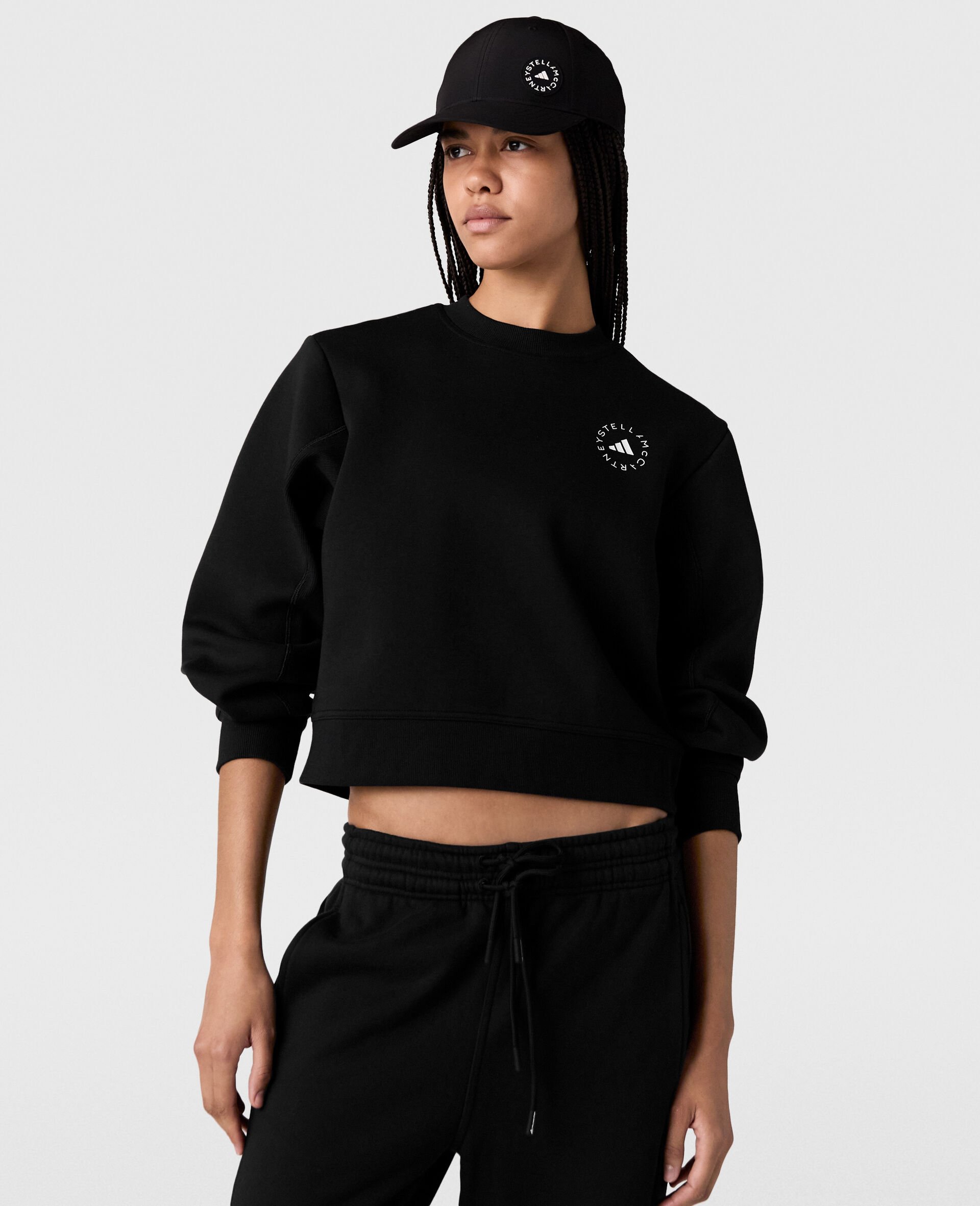 TrueCasuals Crewneck Sweatshirt-Black-model TrueCasuals Crewneck Sweatshirt-Black-model