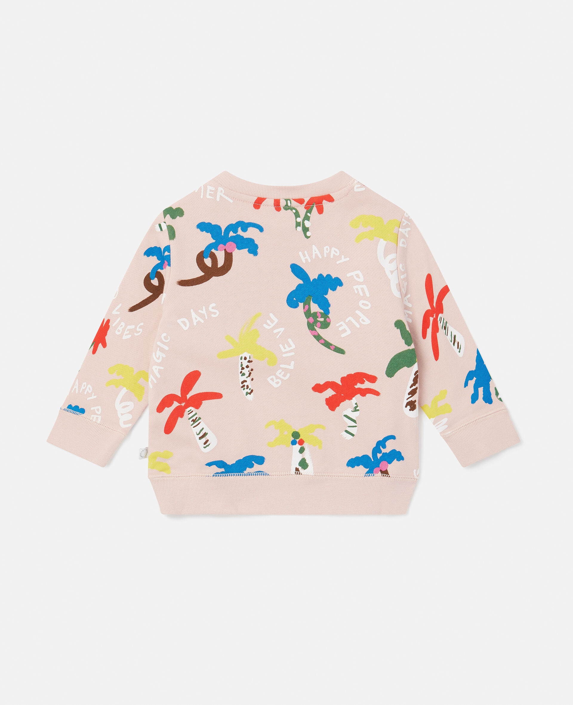 Palm Tree Print Sweatshirt-Pink-large image number 2