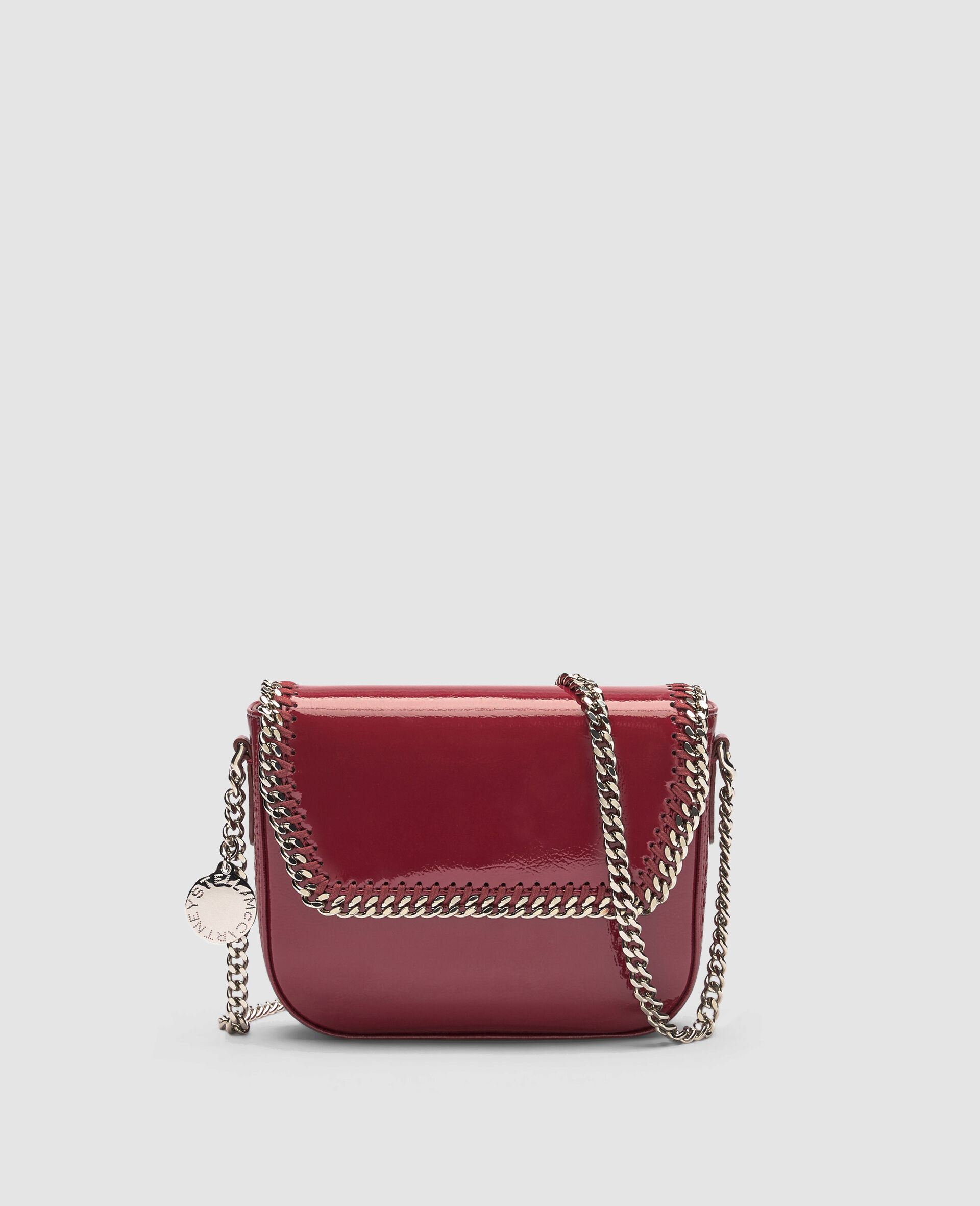 Falabella Patent Flap Crossbody Bag-Burgundy-medium