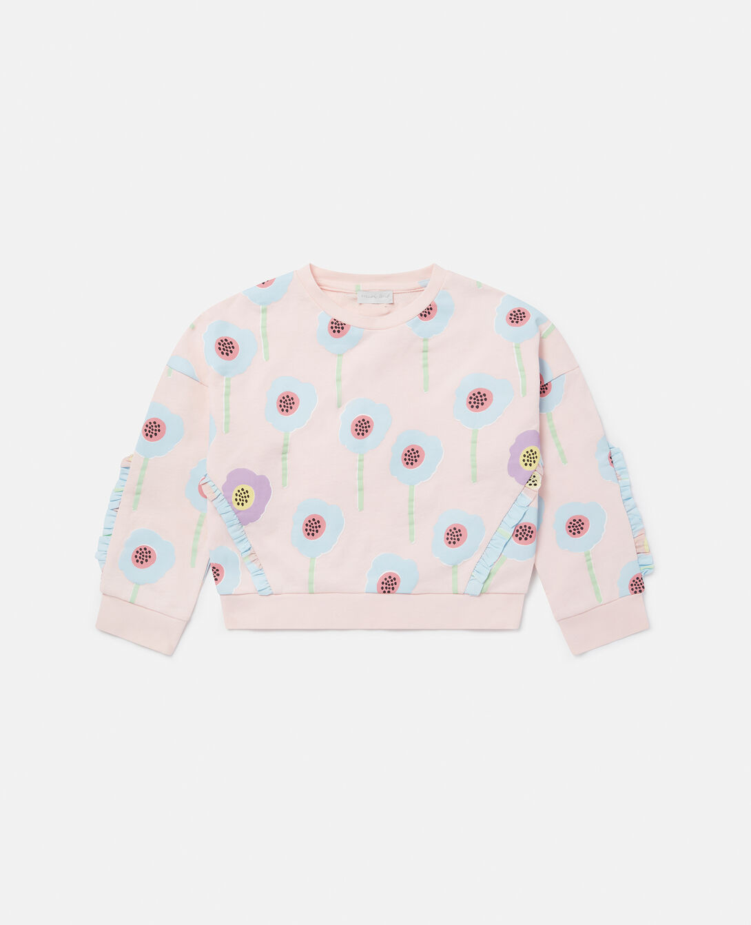 Kids Pink Graphic Flower Print Frill Trim Sweatshirt | Stella McCartney
