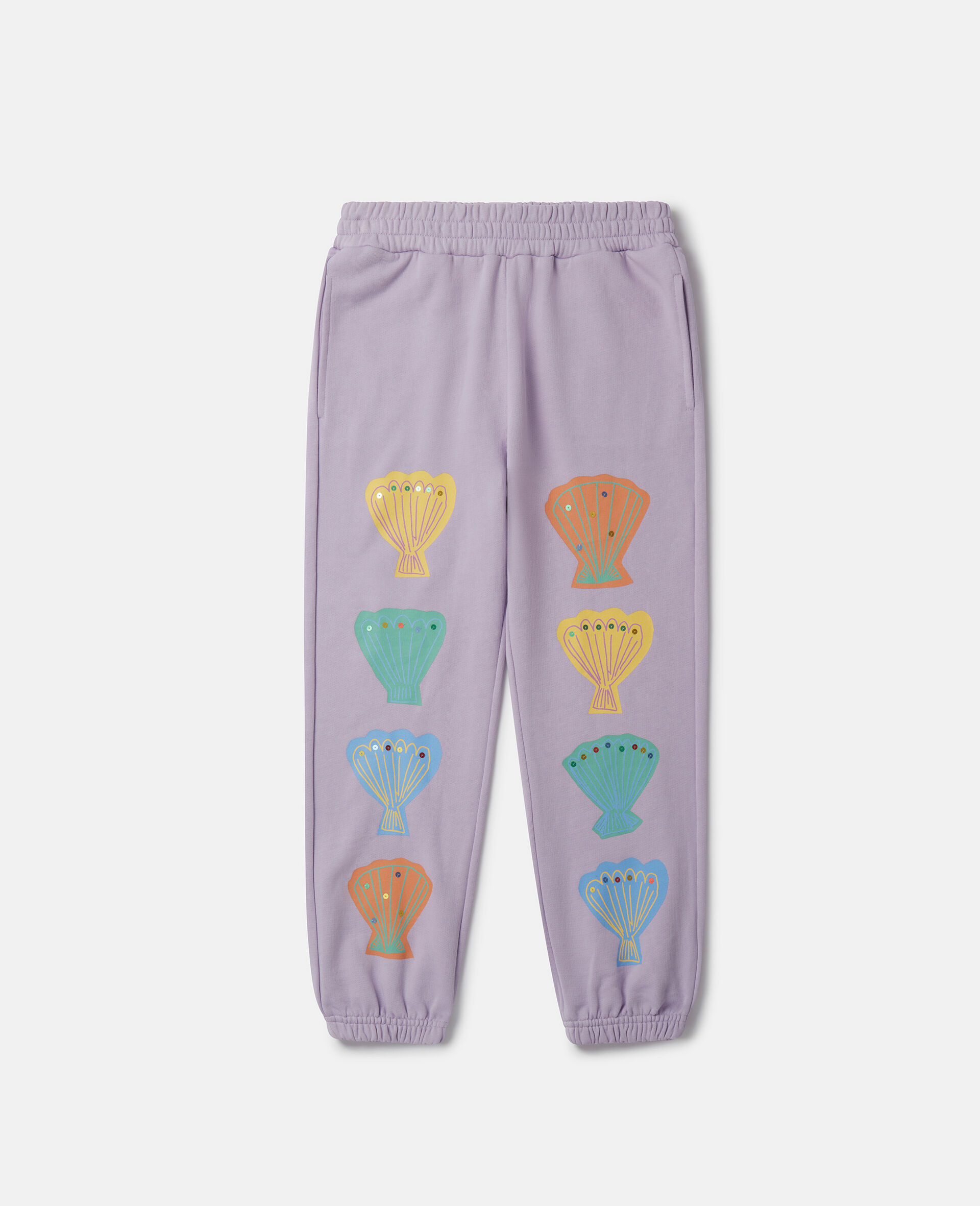 Pantalon de jogging à coquillages brodés-Purple-medium