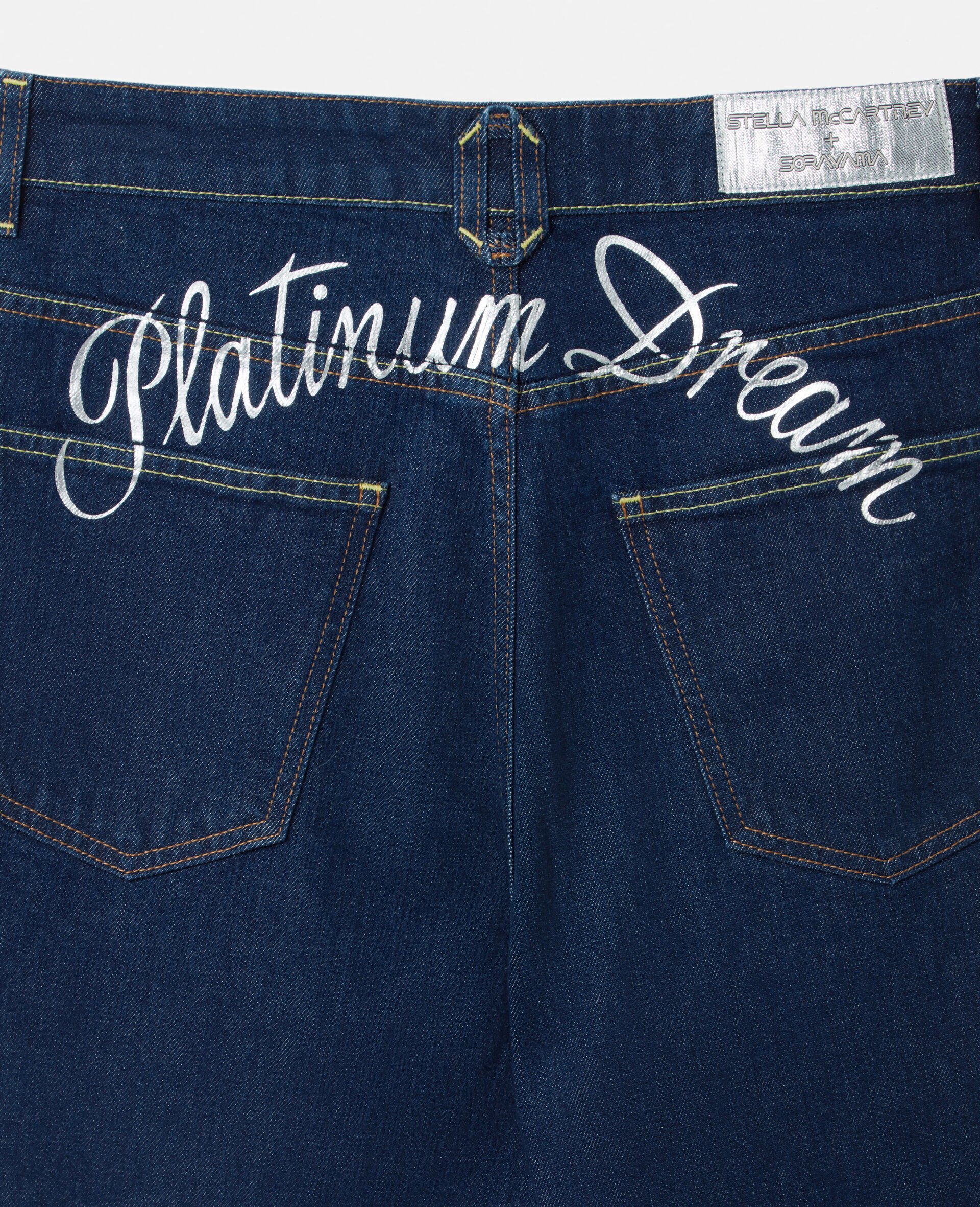 Platinum Dream Embroidered Mid-Rise Straight-Leg Denim Jeans-Blue-large image number 2