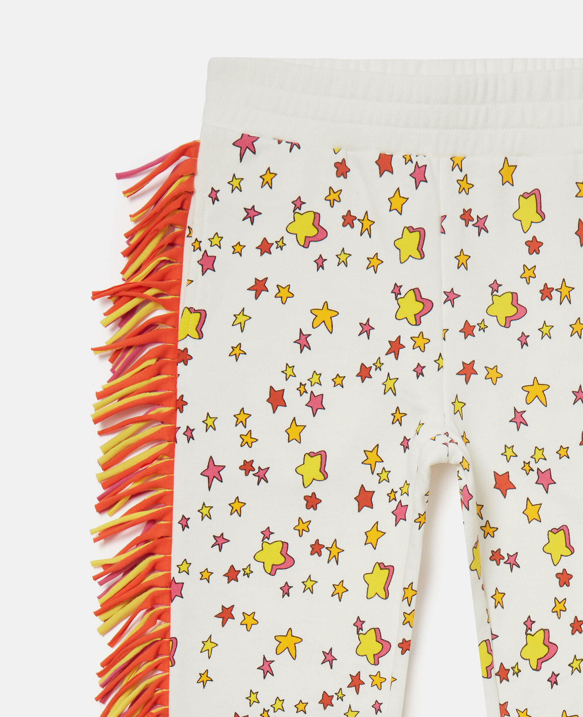 Star Graphic Fringed Drawstring Joggers-White-large image number 1
