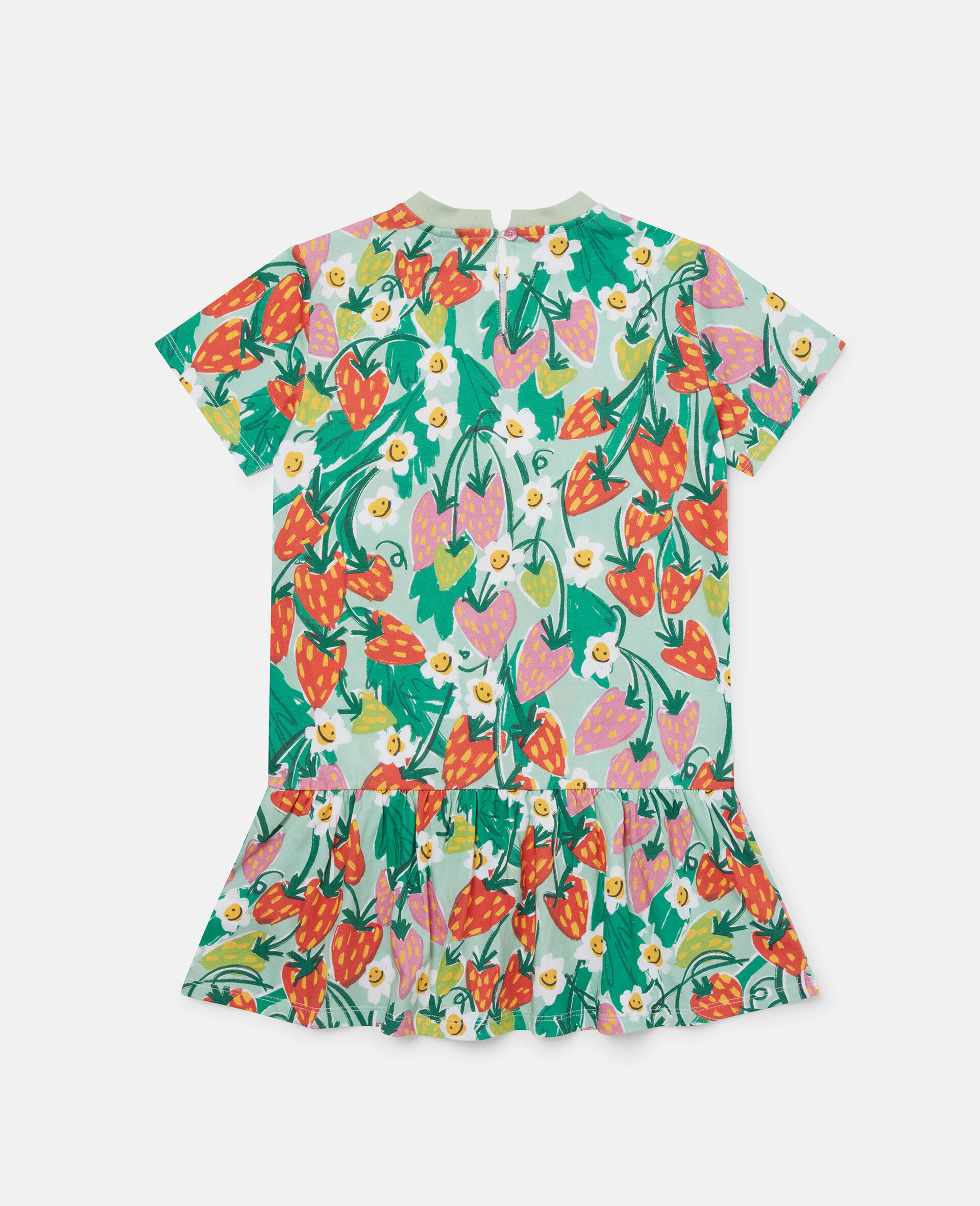 Strawberry Print Short Sleeve Dress-Green-large image number 2