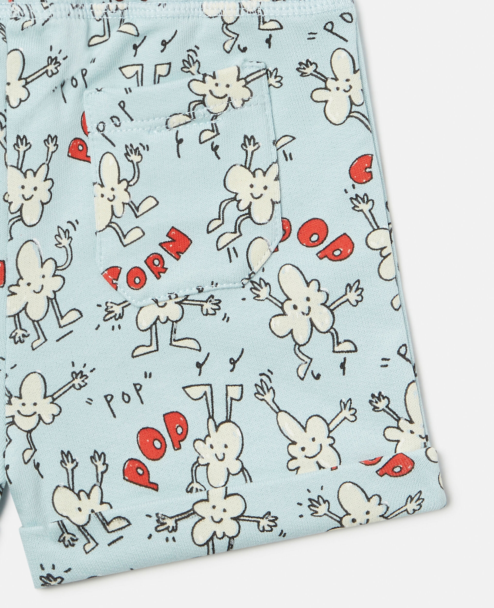 Popcorn Print Sweat Shorts-Blue-large image number 3