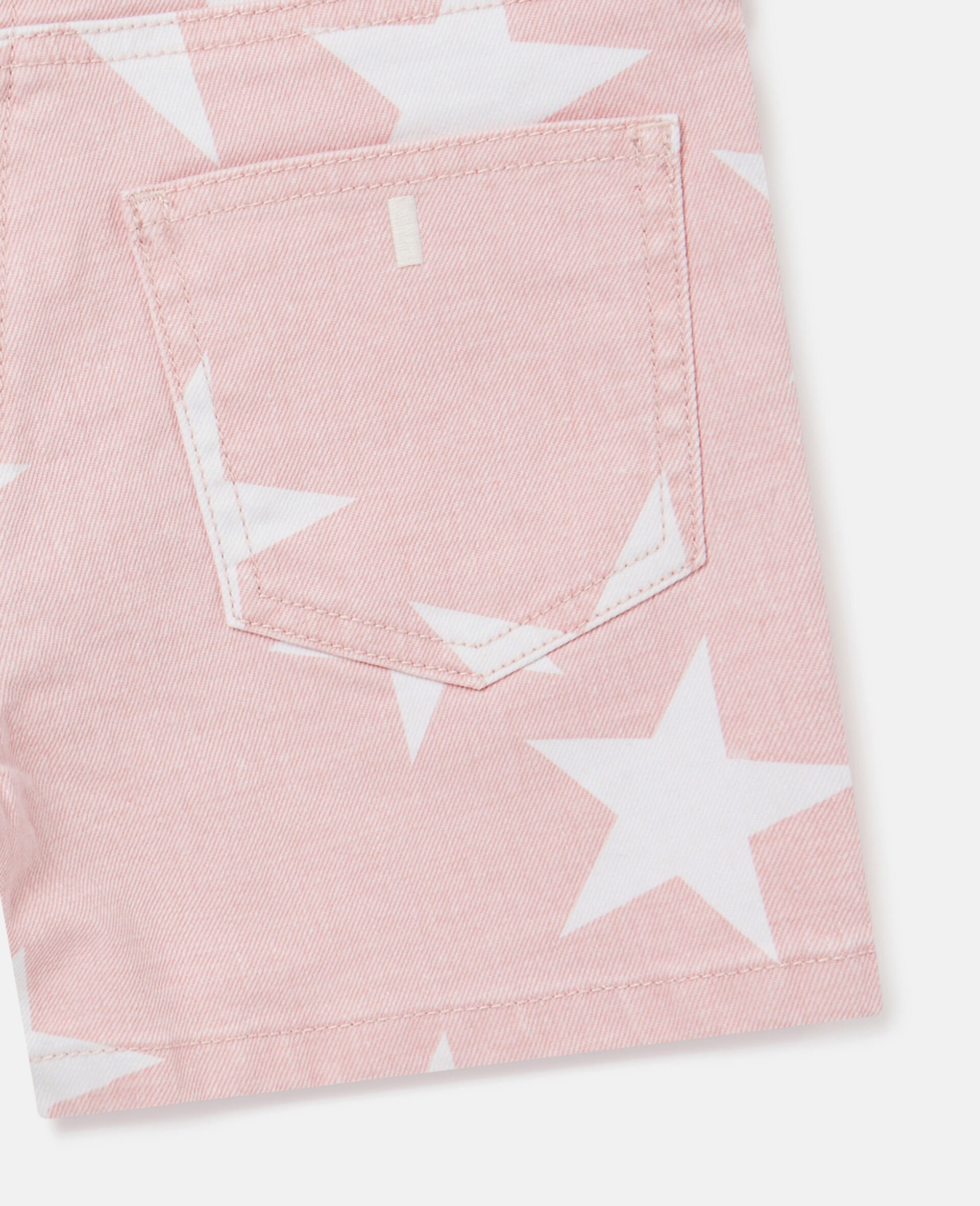 Star Print Denim Shorts-Pink-large Star Print Denim Shorts-Pink-large image number 3