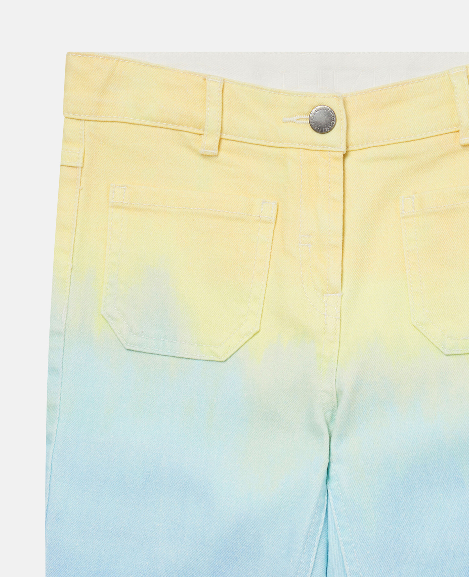 Tie Dye Flared Cropped Denim Trousers-Multicoloured-large image number 1