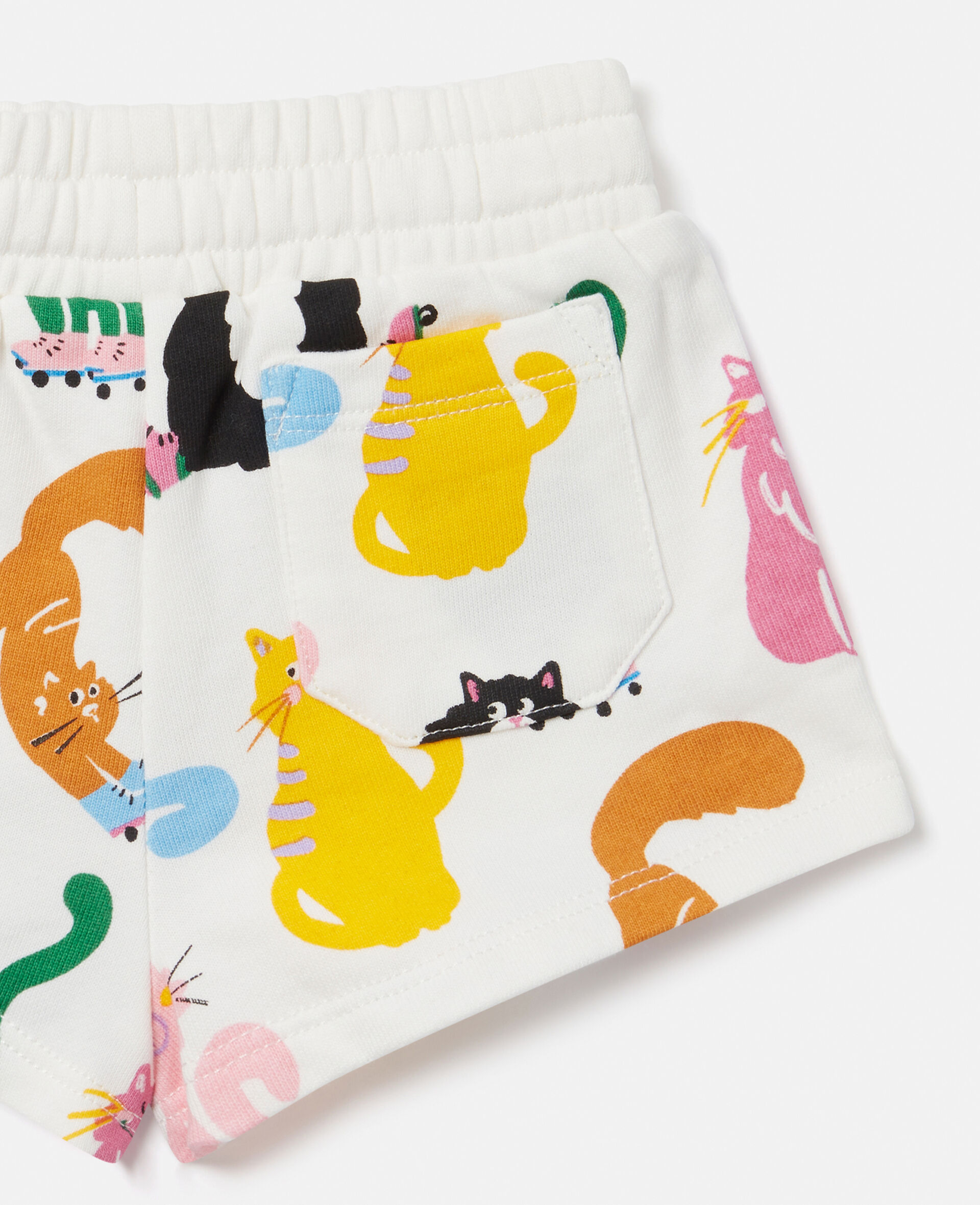 Cats Print Shorts-Cream-large image number 3