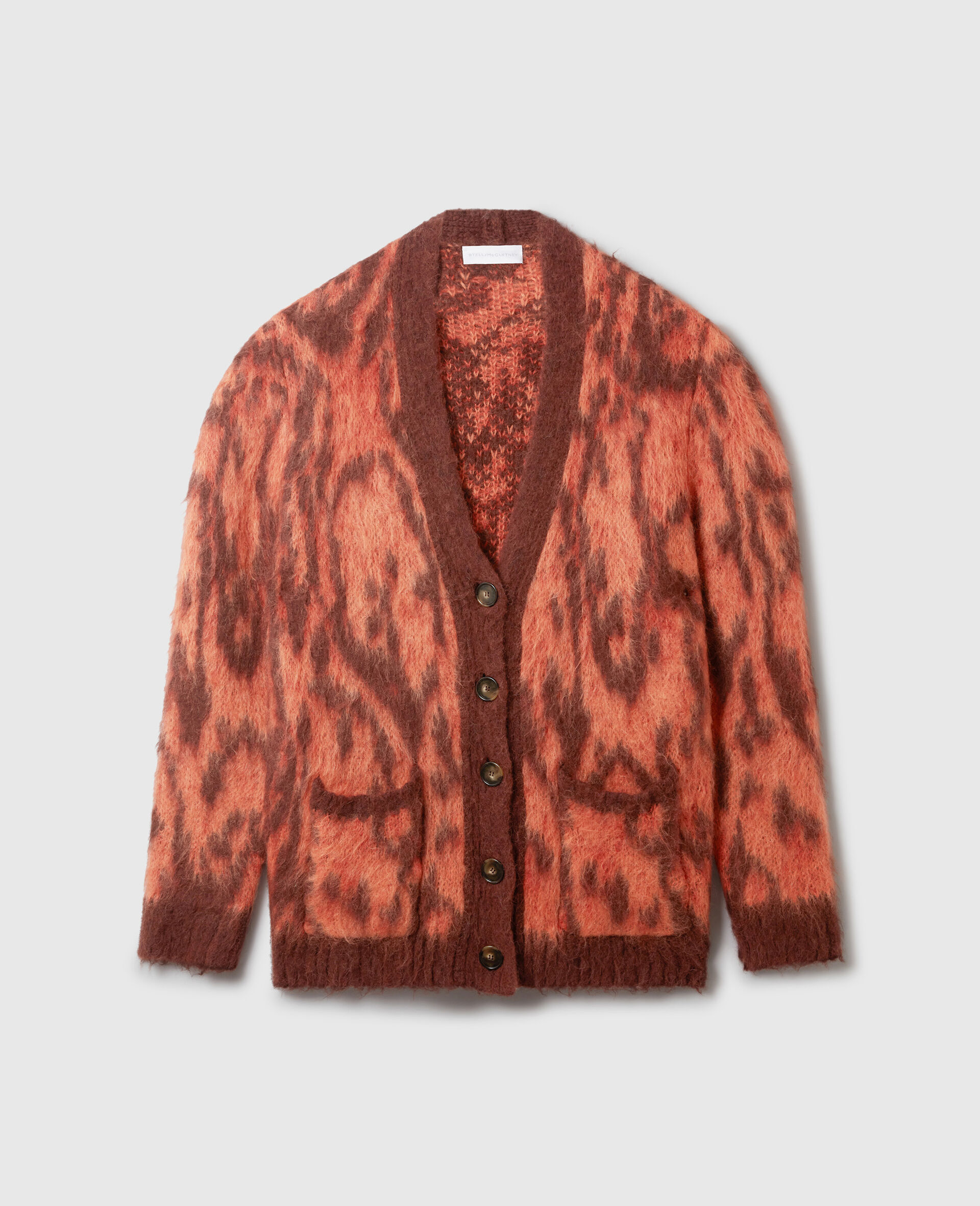 Cloud Leopard V-Neck Cardigan-Brown-medium