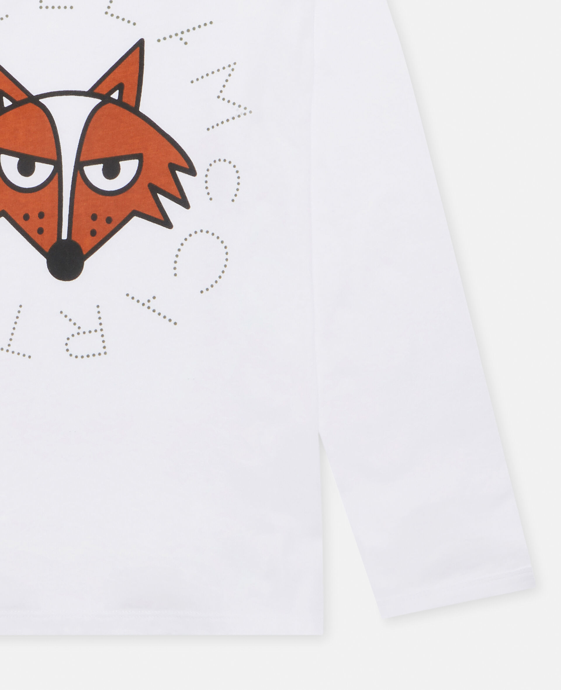 Fox Print Cotton T‐Shirt-White-large image number 3