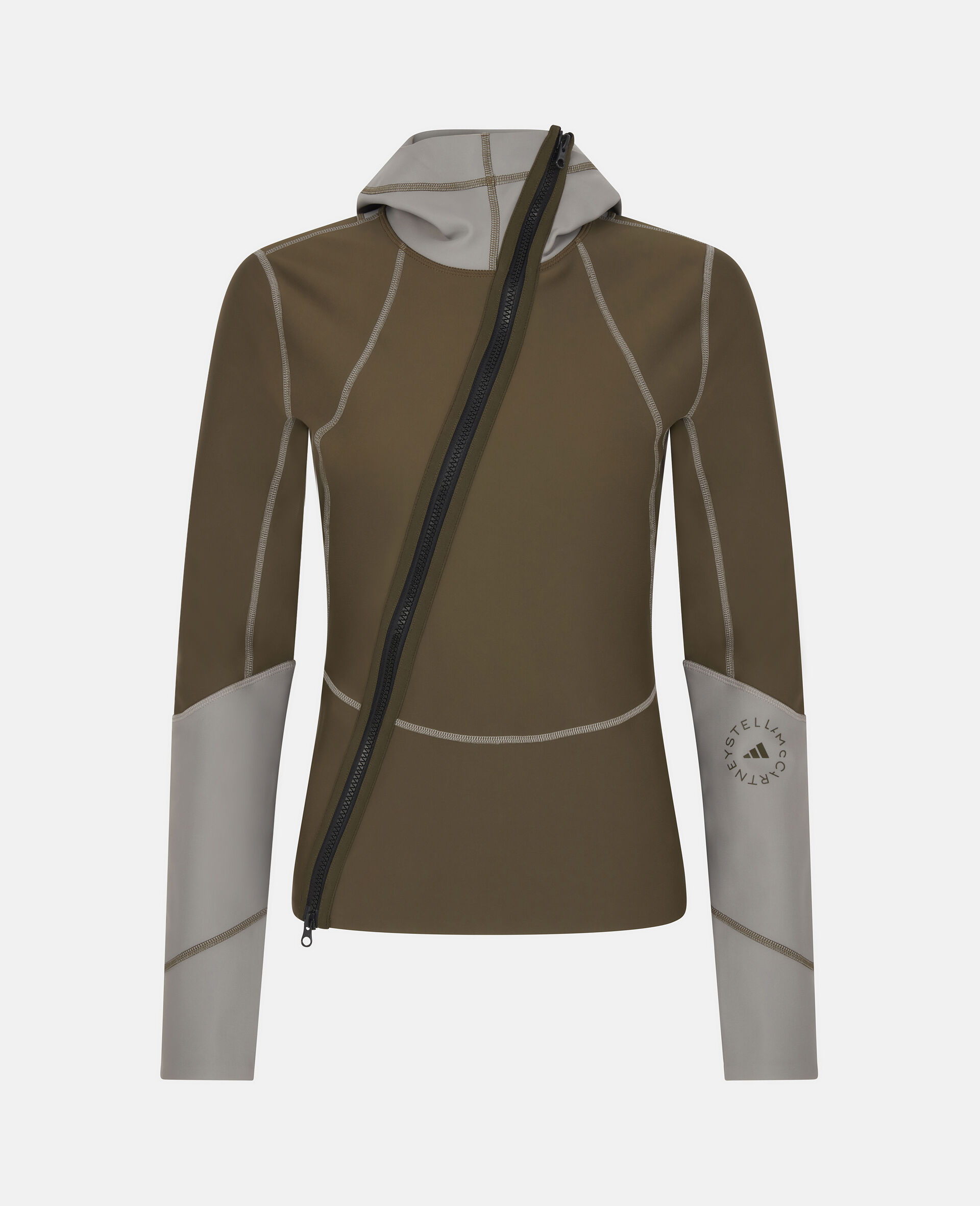 Dark Khaki and Dove Gray Earth Protector Track Top-Multicolour-large image number 0