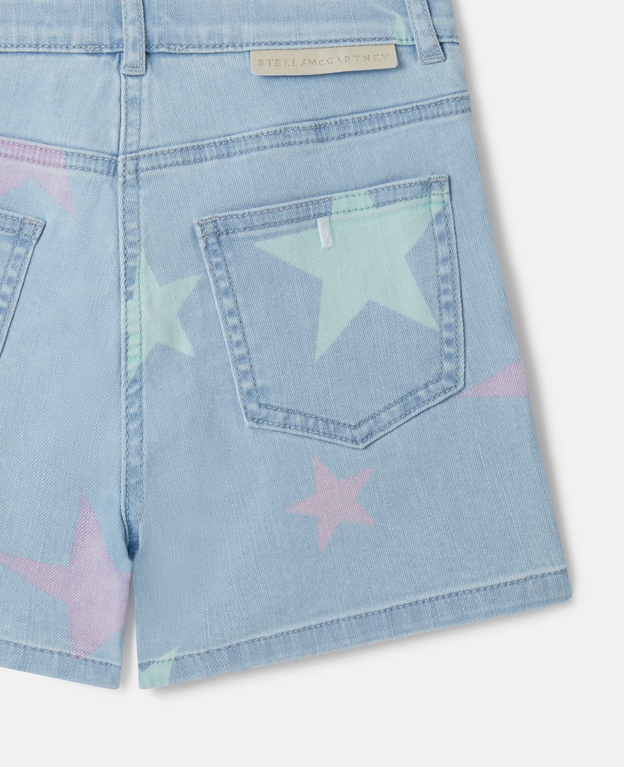 Women Blue Stella Star Print Denim Shorts Stella McCartney CA
