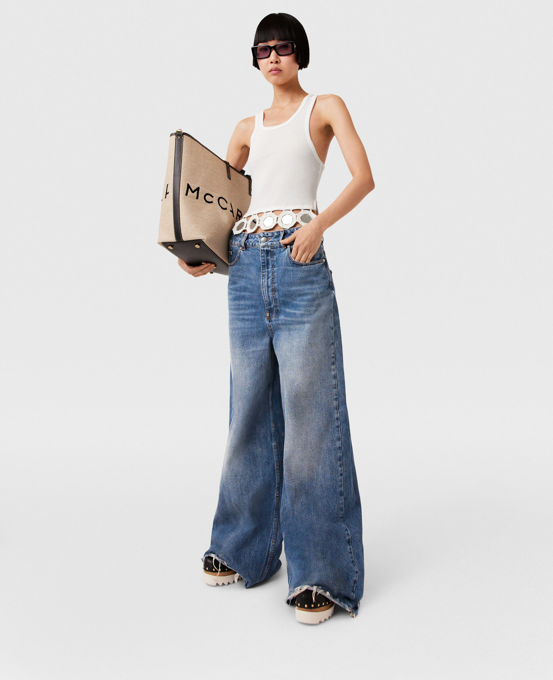 Mirror Crochet Tank Top-White-large image number 5